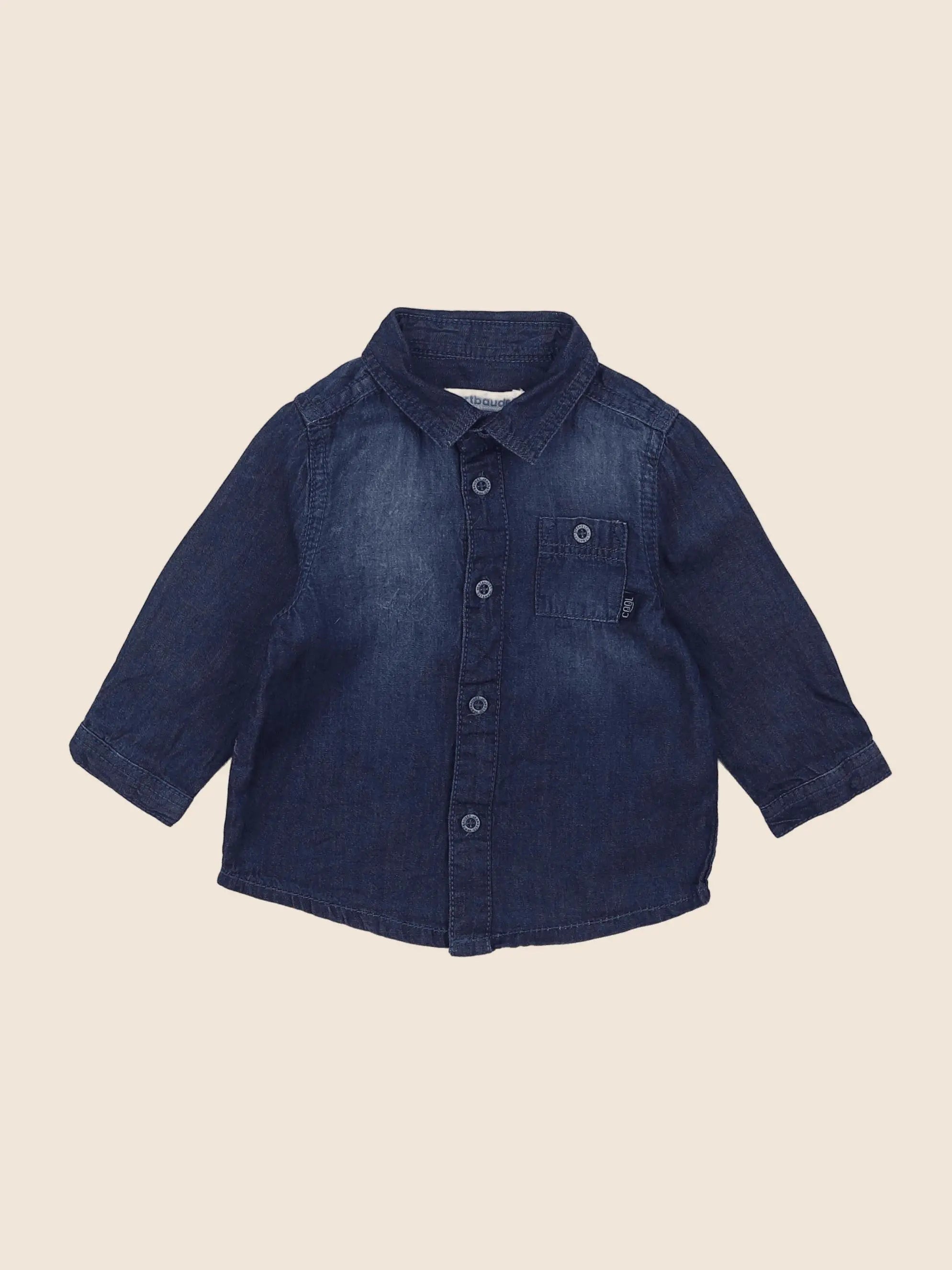 Vertbaudet - chemise bleu - 6 mois