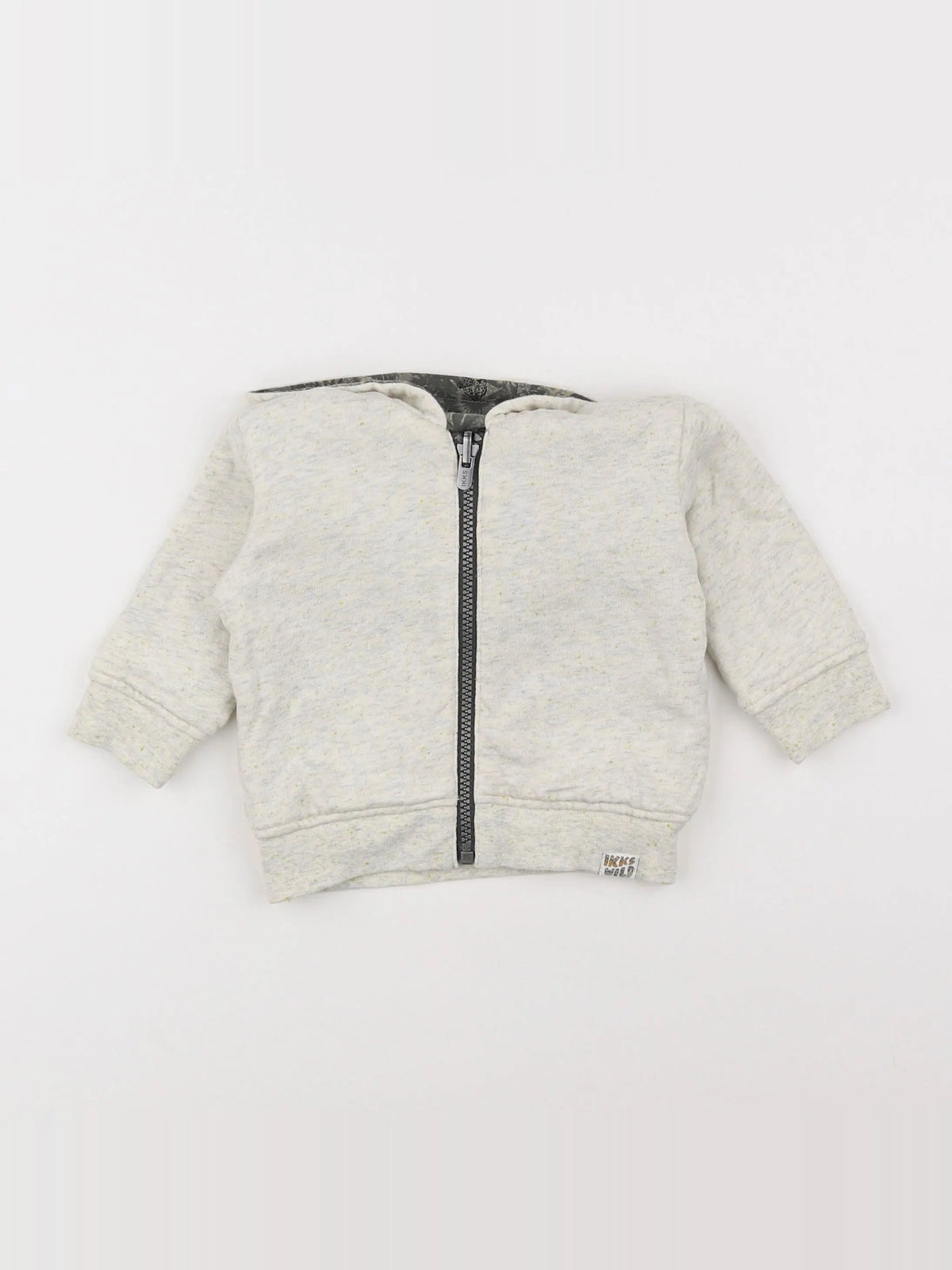 IKKS - sweat réversible, imprimé au dos gris - 12 mois