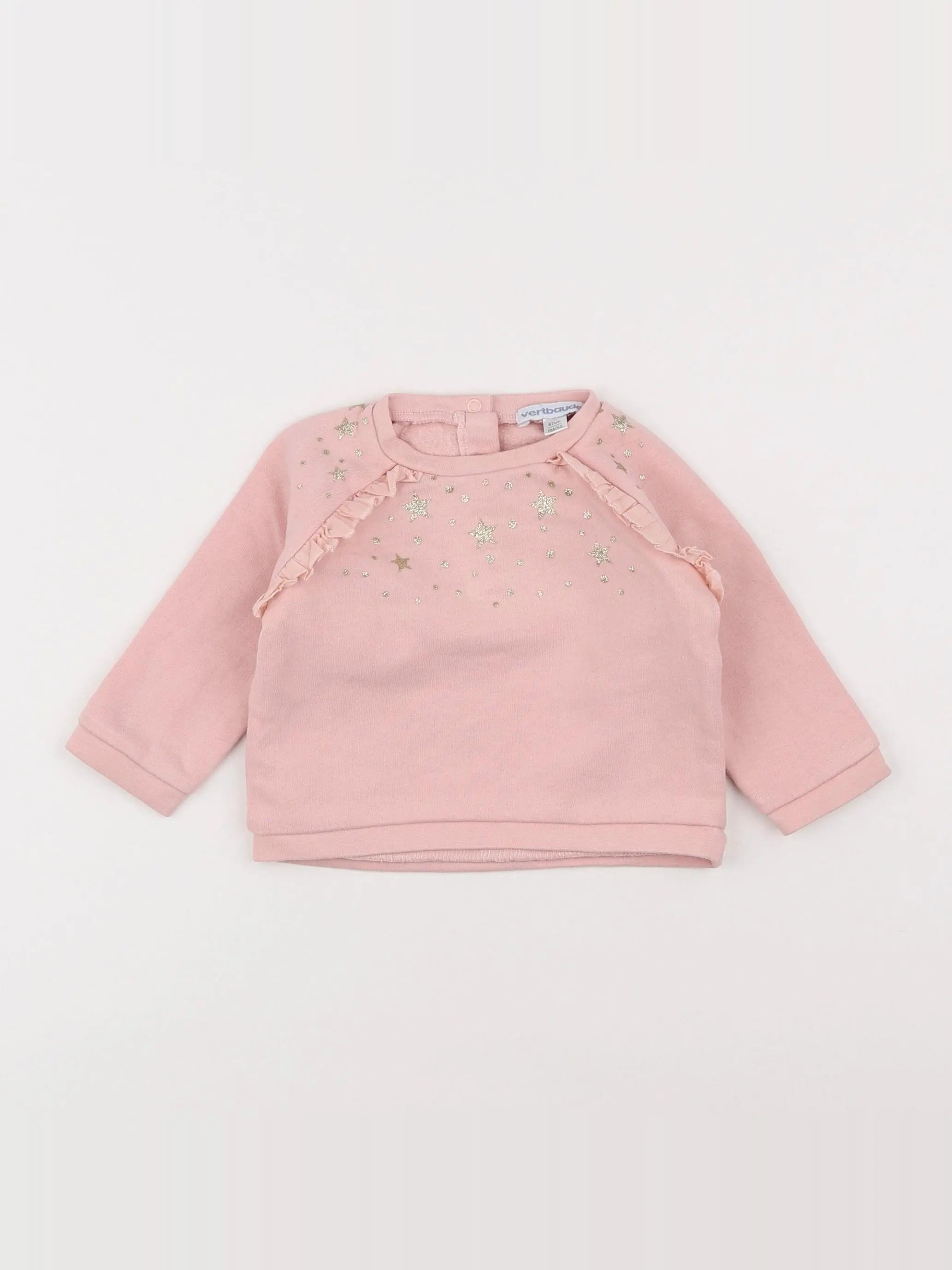 Vertbaudet - sweat rose - 6 mois