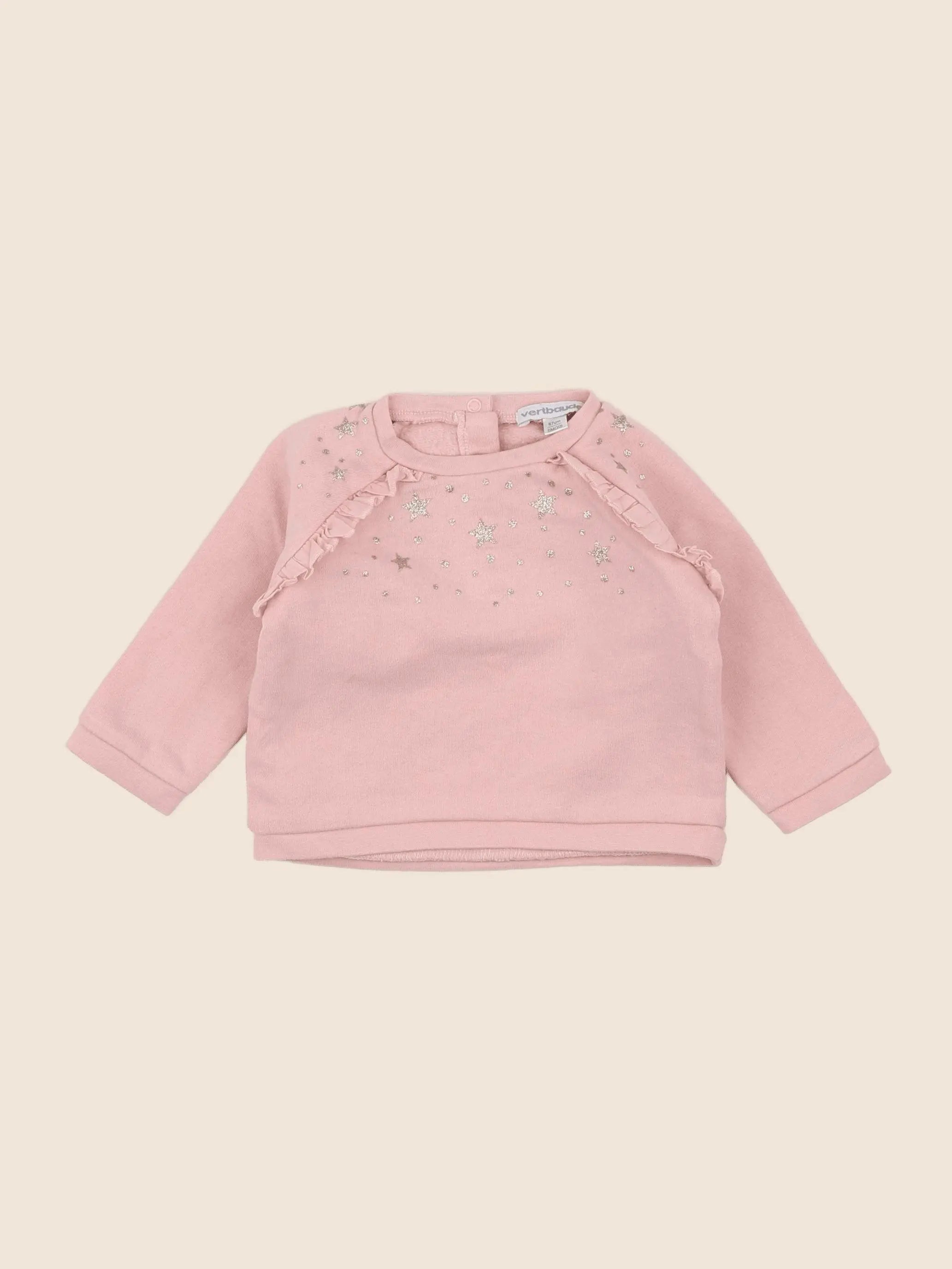 Vertbaudet - sweat rose - 6 mois