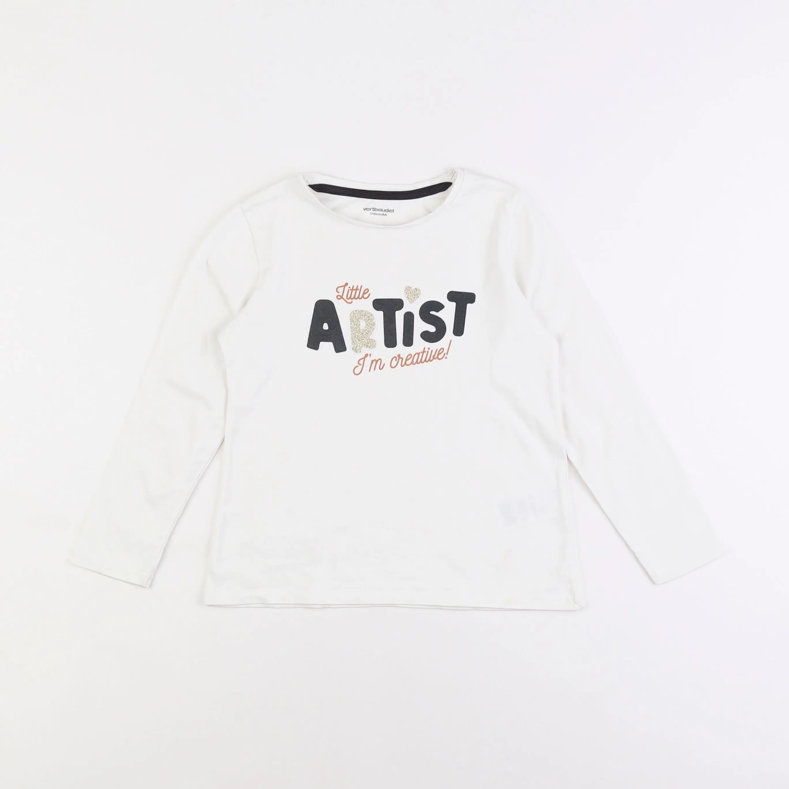 Vertbaudet - tee-shirt blanc - 6 ans