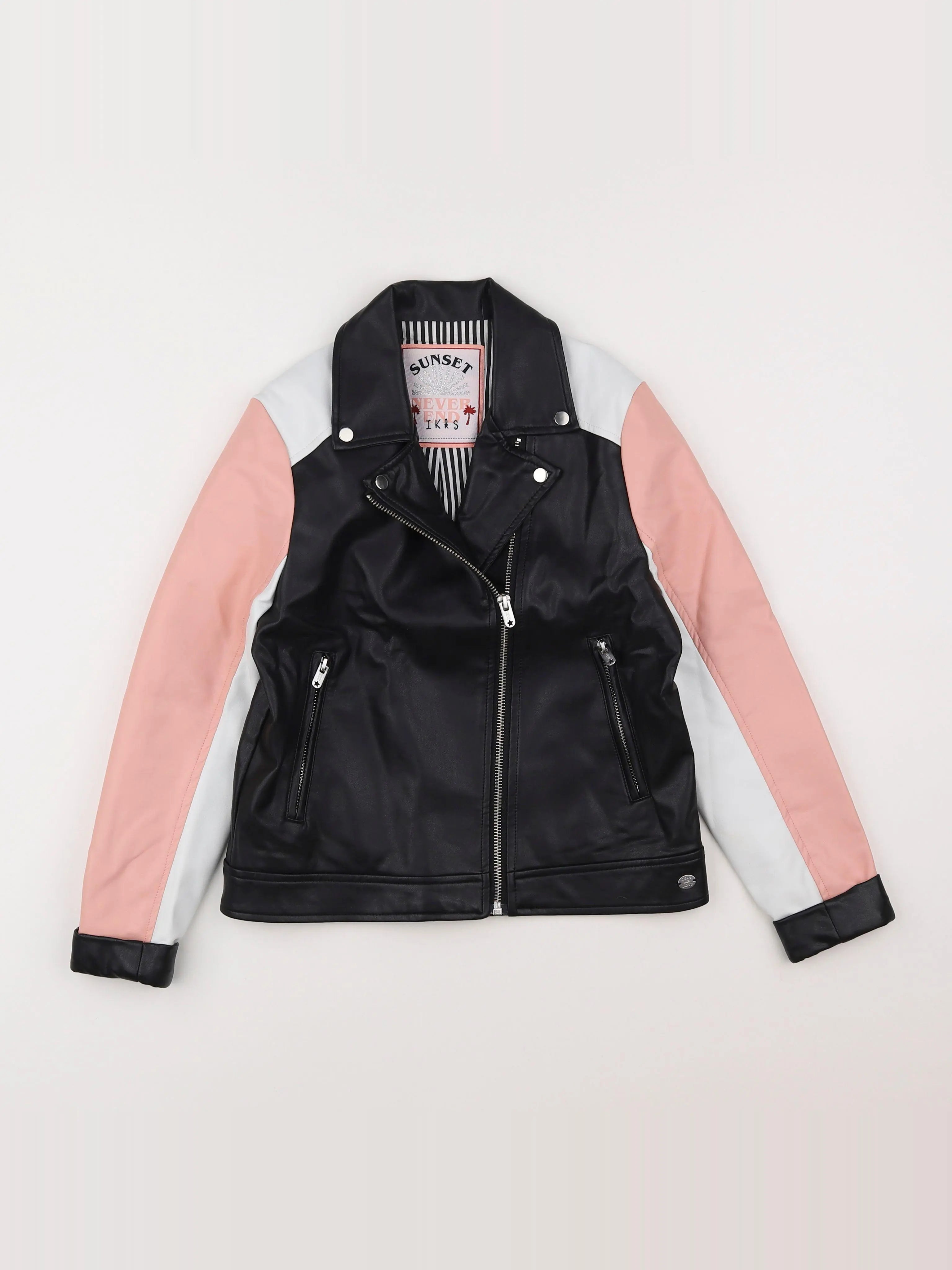 IKKS - veste simili cuir rose - 10 ans