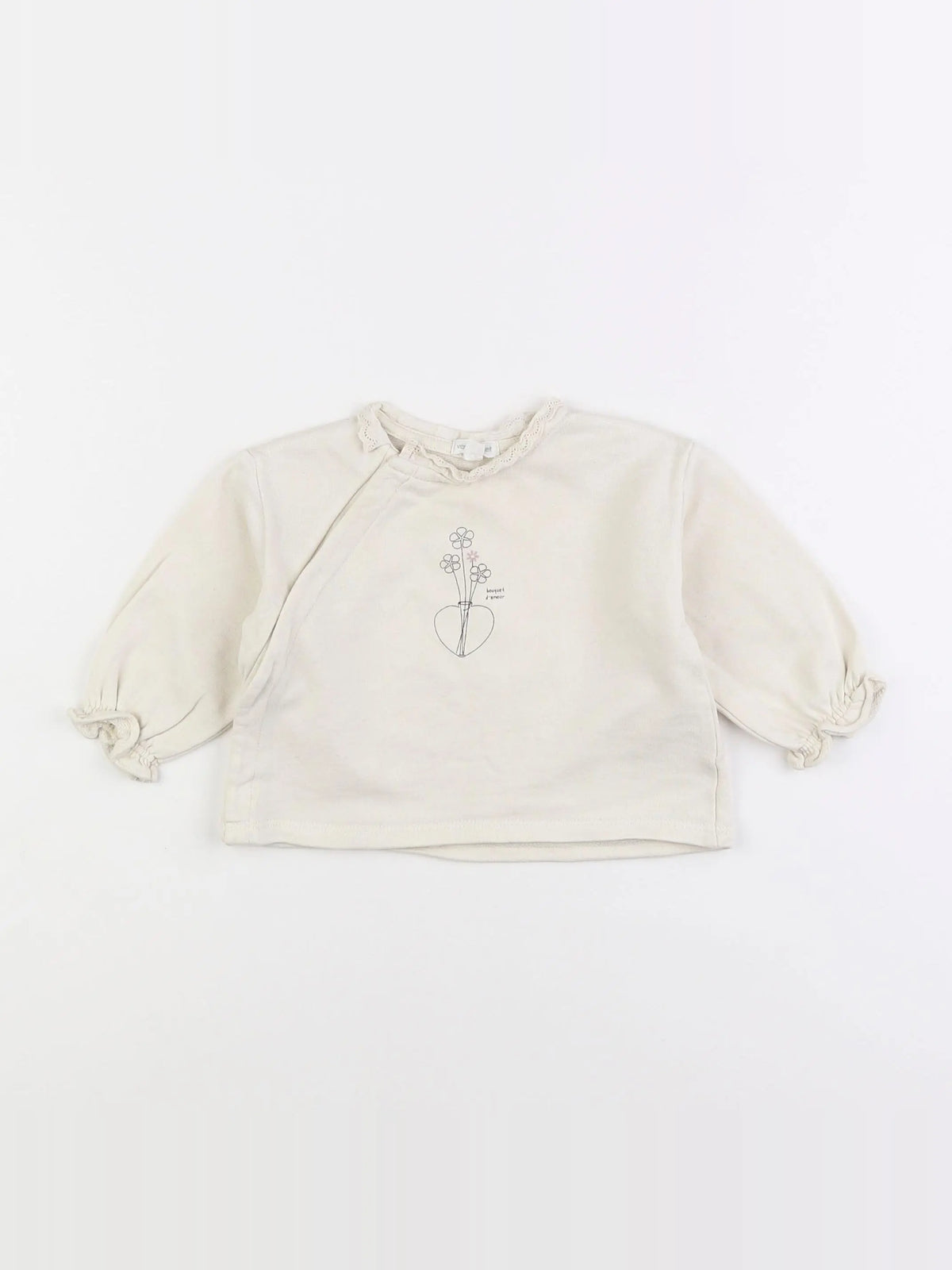 Vertbaudet - sweat beige - 6 mois