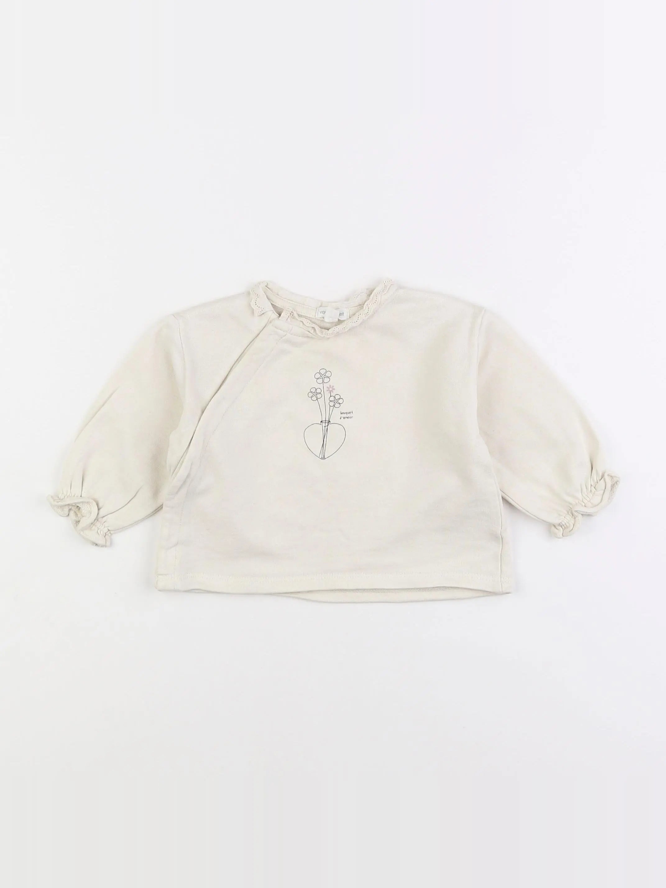 Vertbaudet - sweat beige - 6 mois