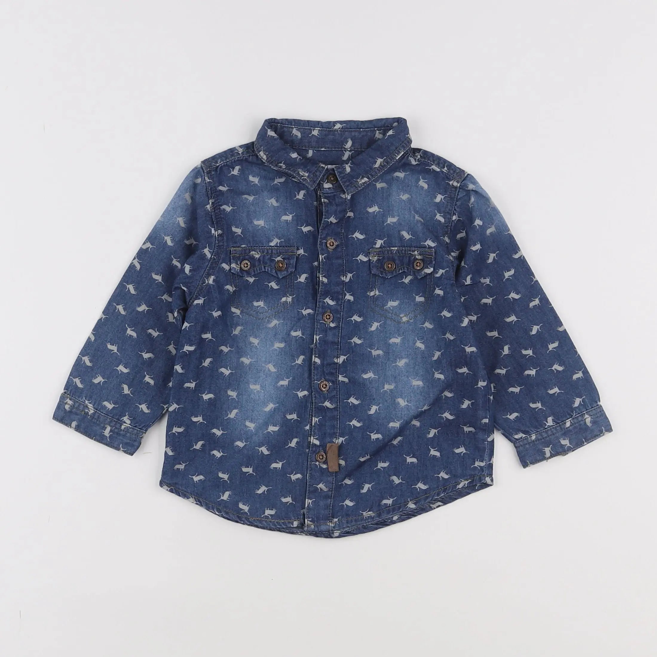 Vertbaudet - chemise bleu - 12 mois