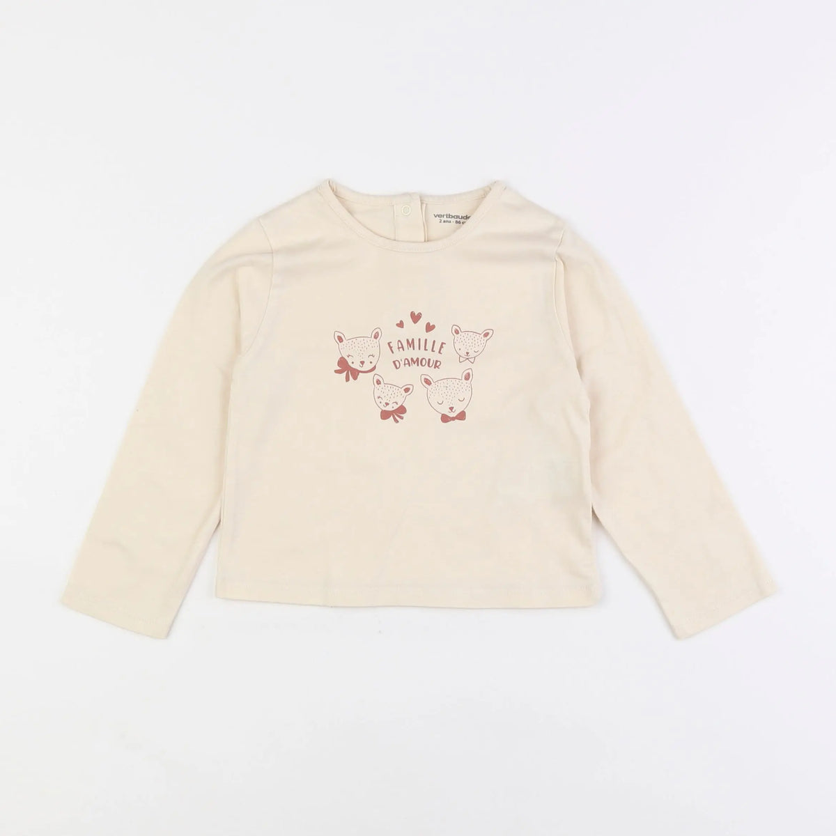 Vertbaudet - tee-shirt beige - 2 ans