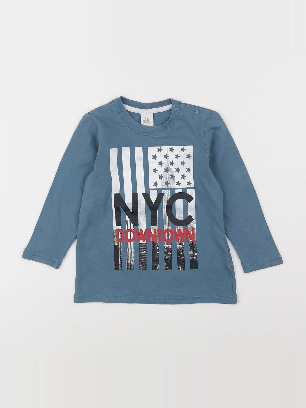 H&M - tee-shirt bleu - 12/18 mois