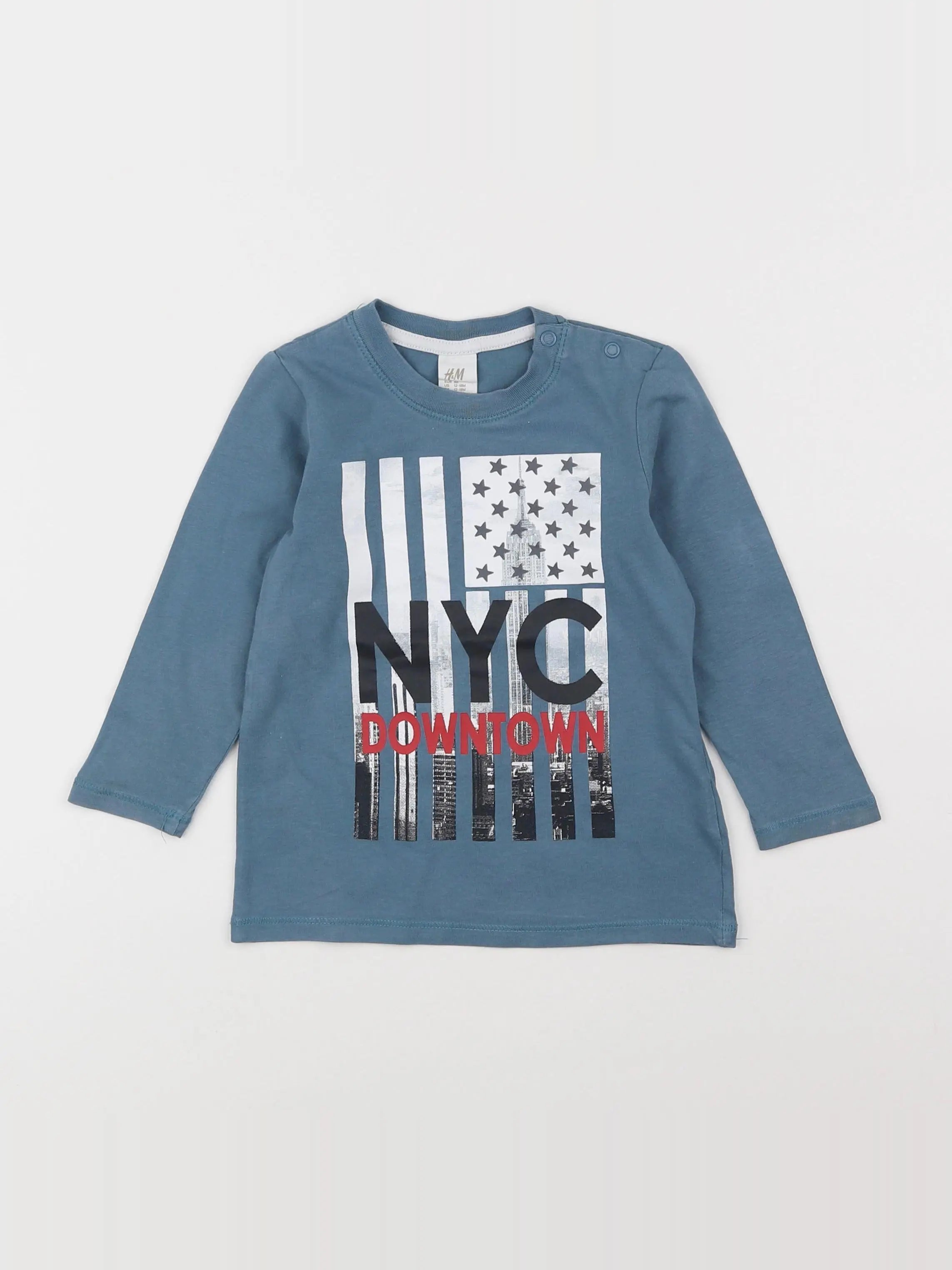 H&M - tee-shirt bleu - 12/18 mois