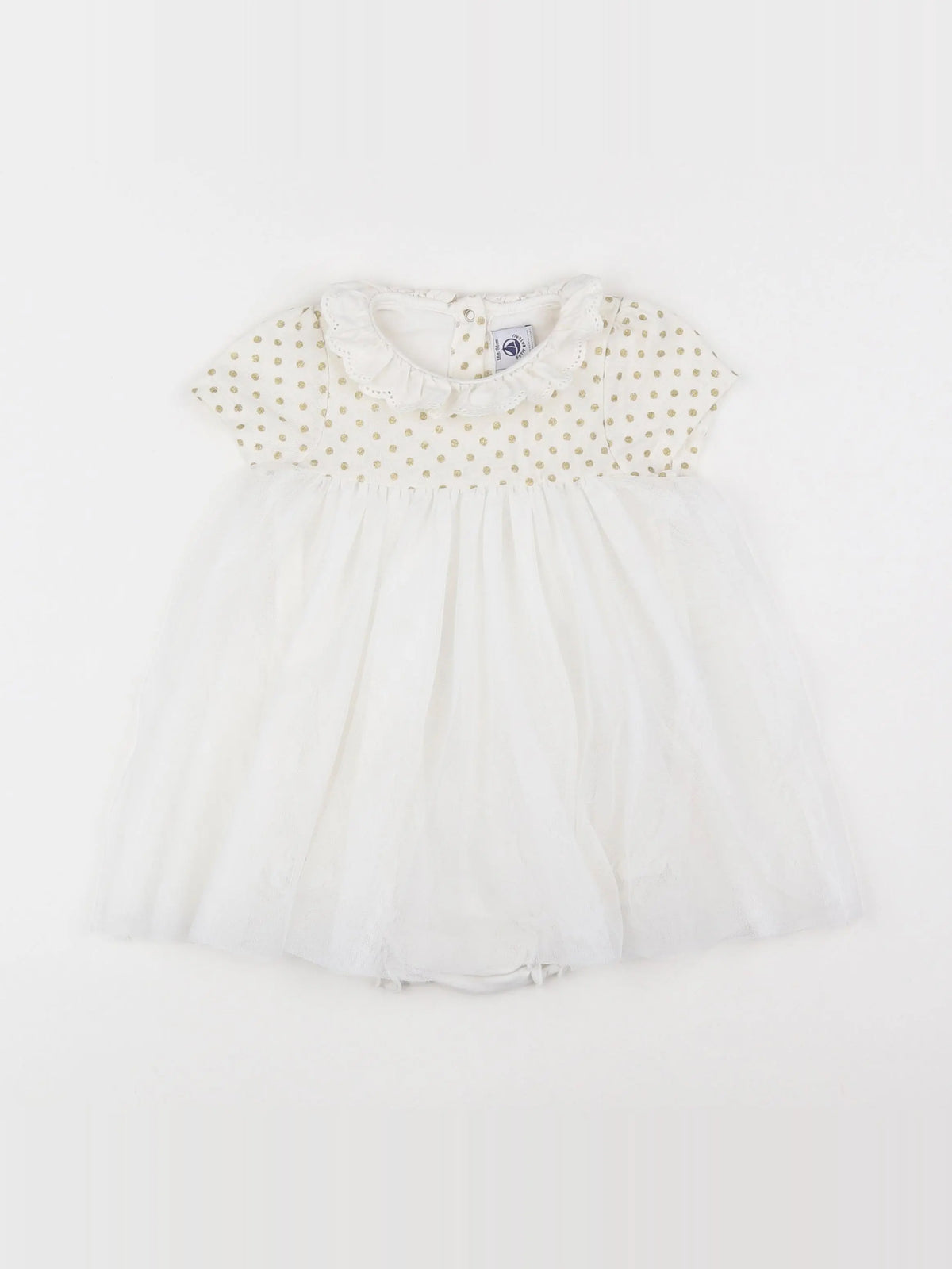 Petit Bateau - robe blanc, or - 18 mois