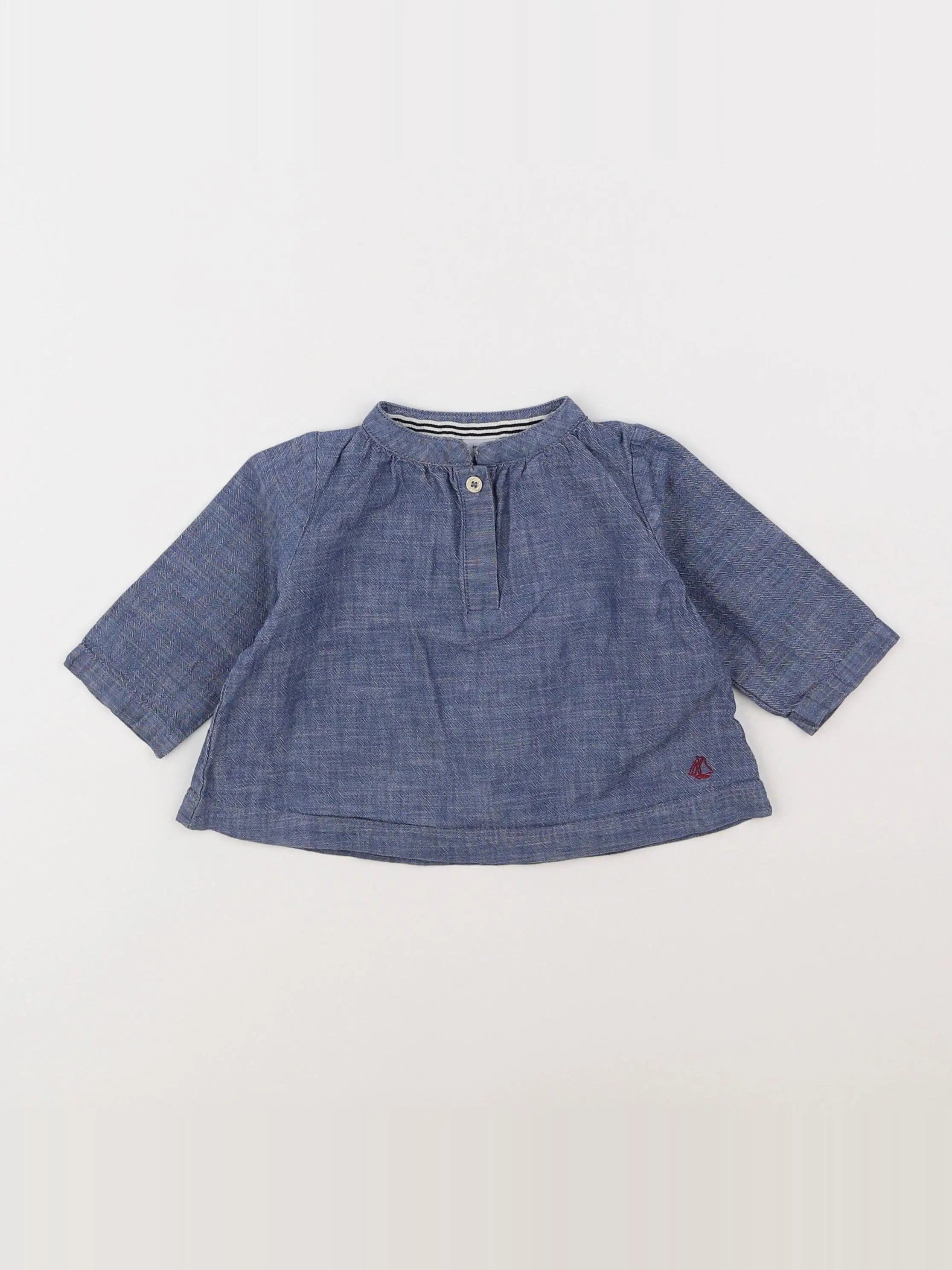 Petit Bateau - blouse bleu - 6 mois