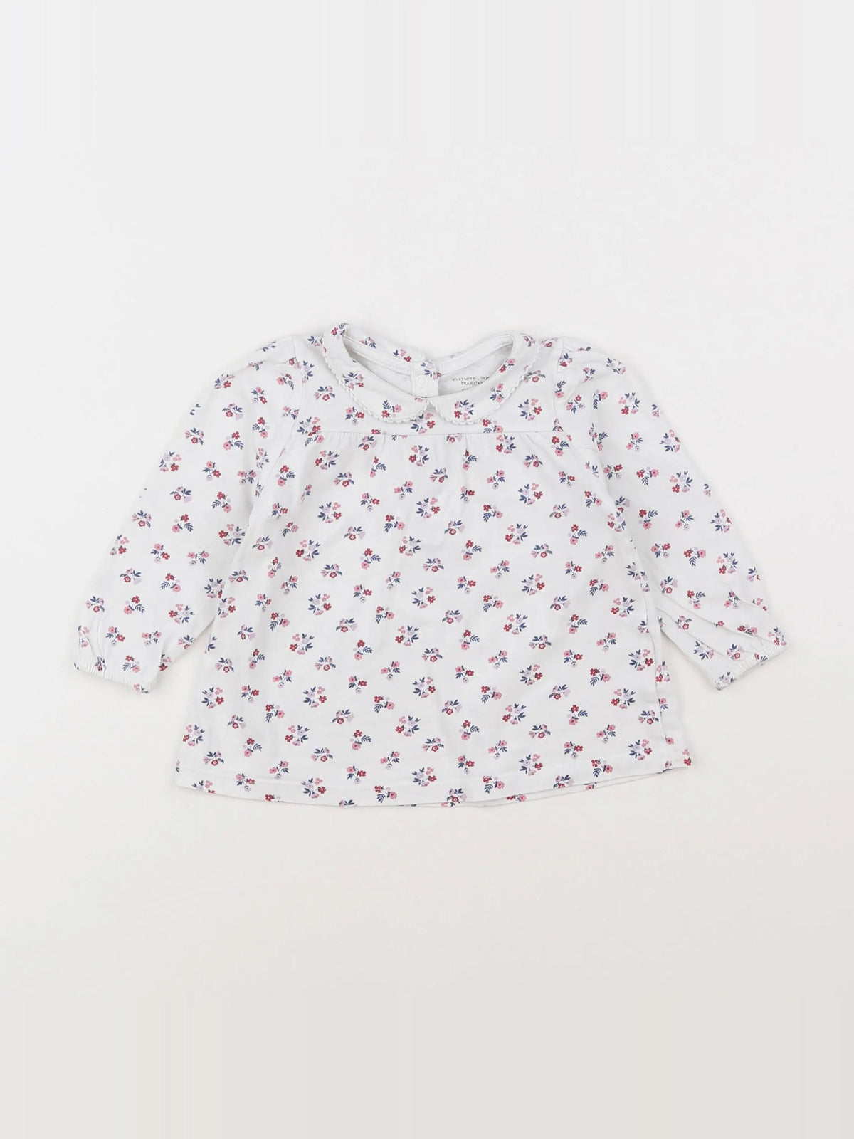 Boutchou - tee-shirt blanc, rose - 12 mois