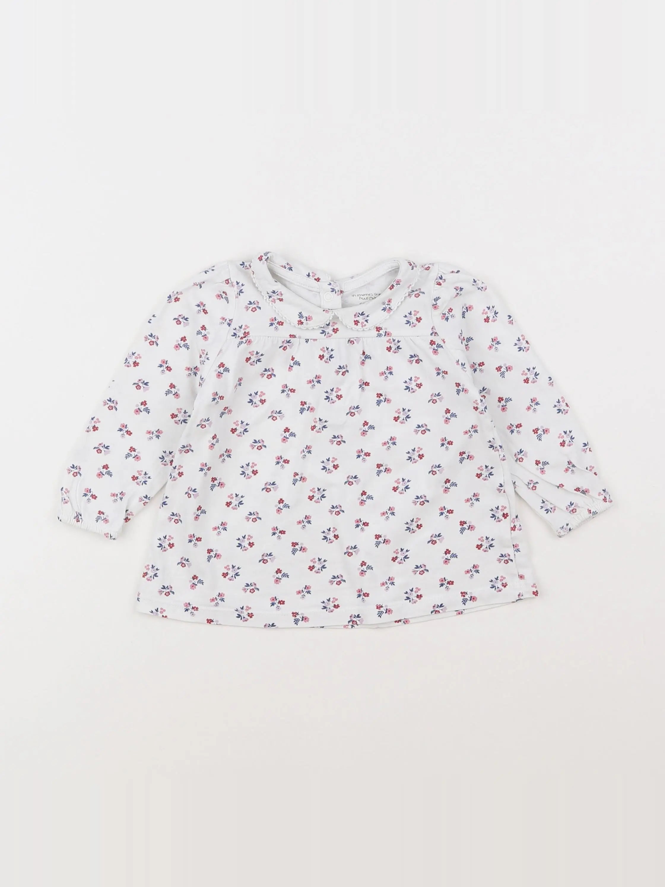 Boutchou - tee-shirt blanc, rose - 12 mois