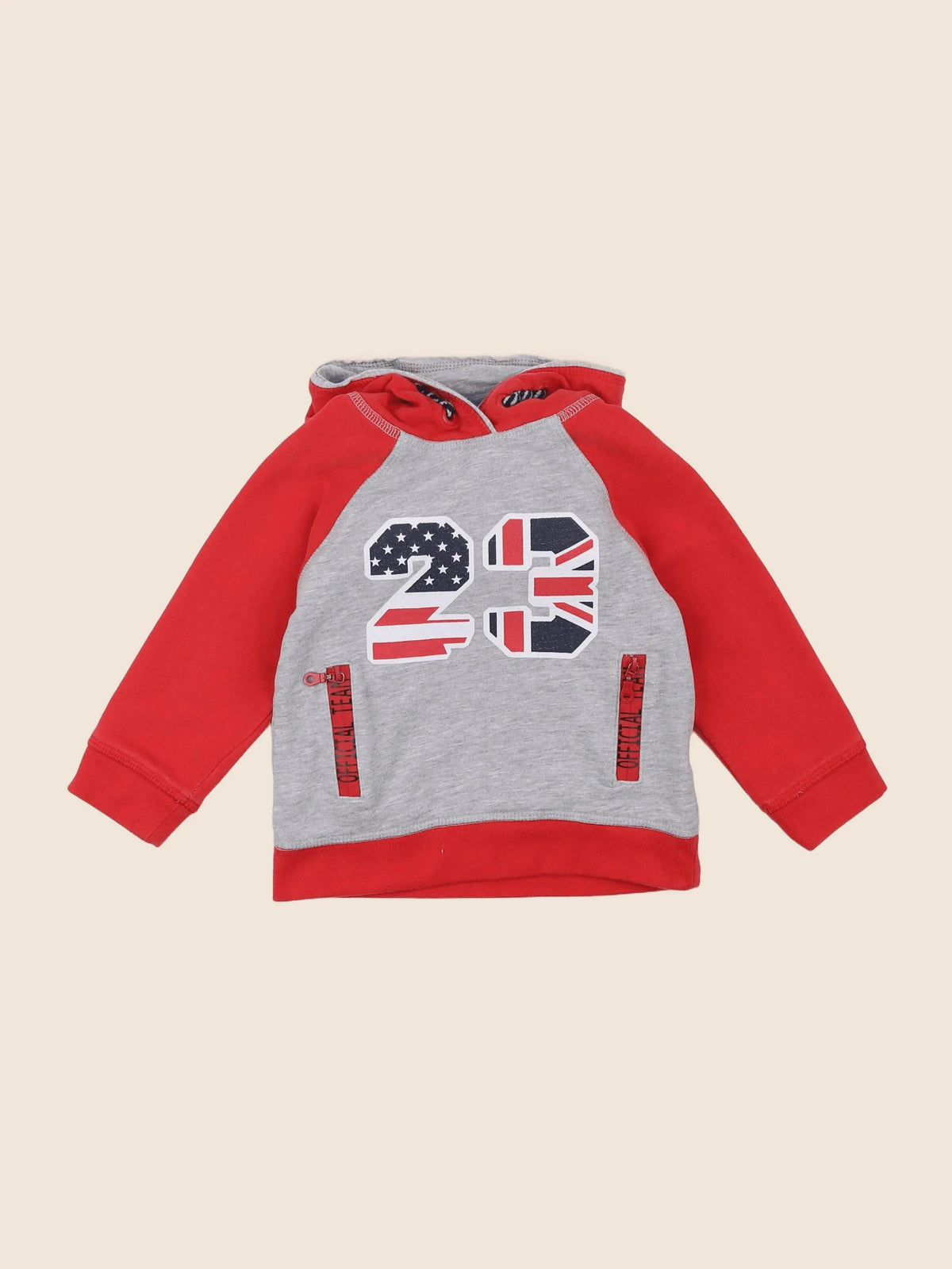 Vertbaudet - sweat gris, rouge - 2 ans