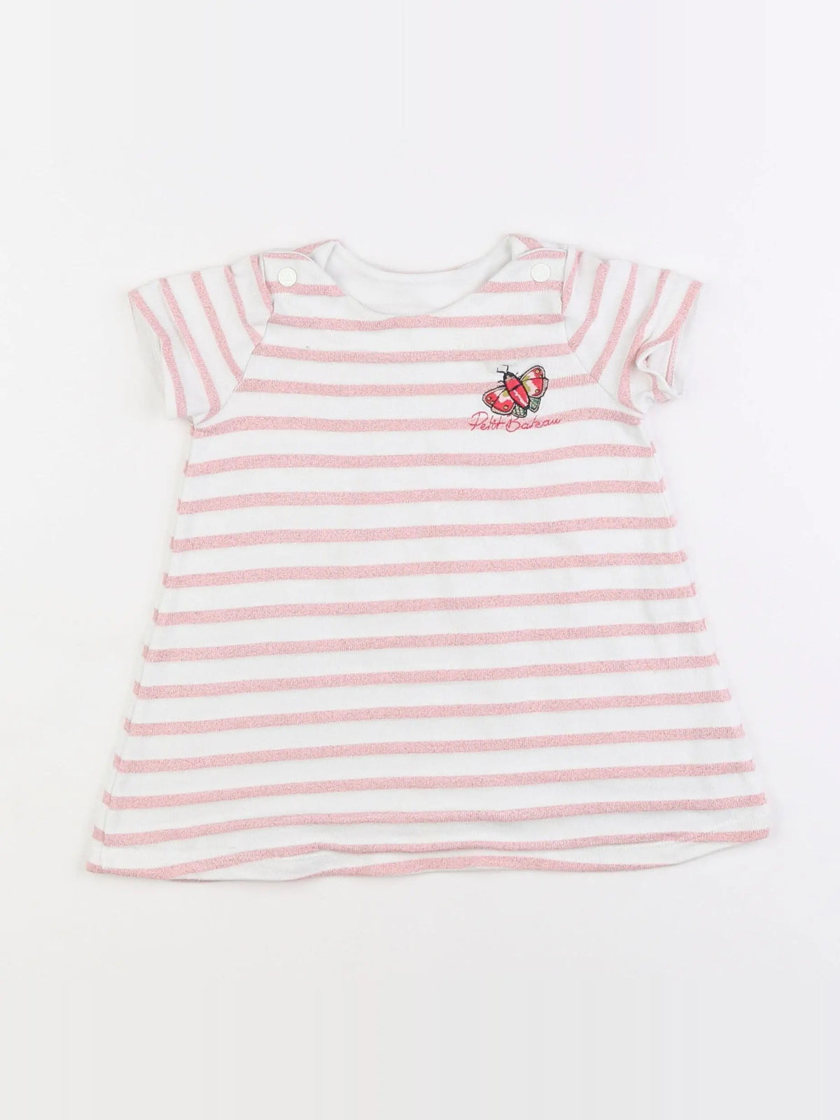 Petit Bateau - robe blanc, rose - 12 mois