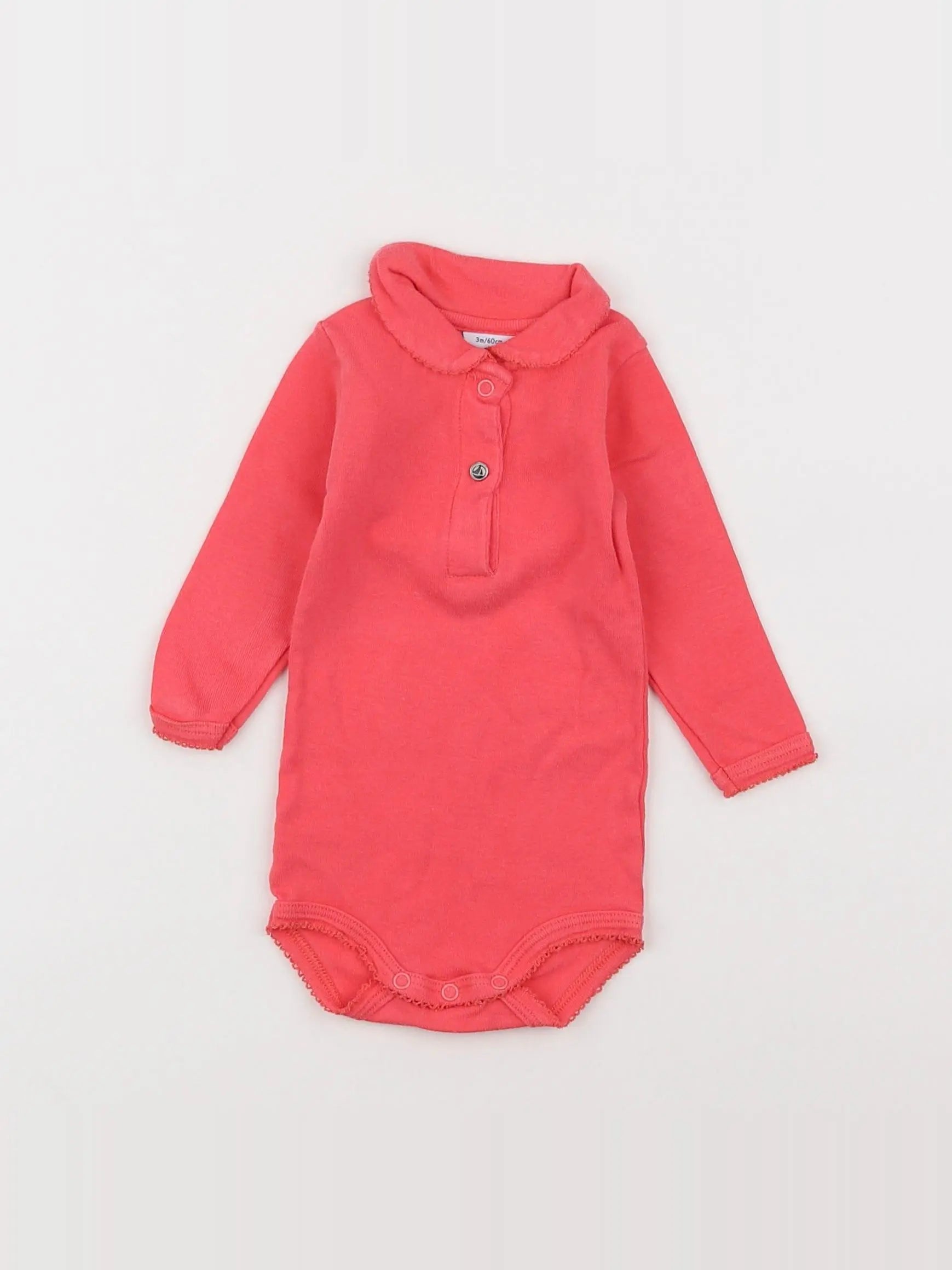 Petit Bateau - body à col rose - 3 mois