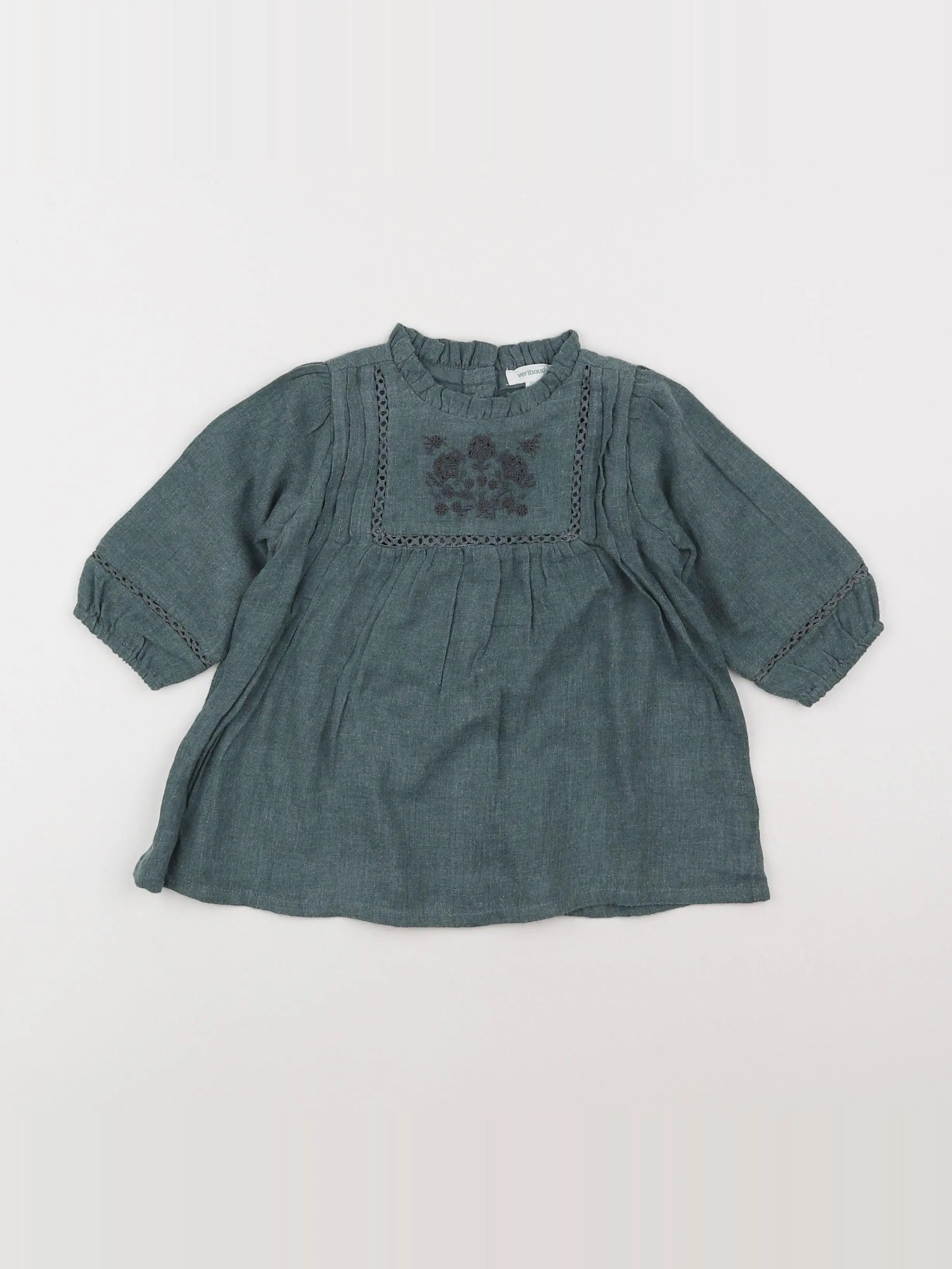 Vertbaudet - robe vert - 6 mois