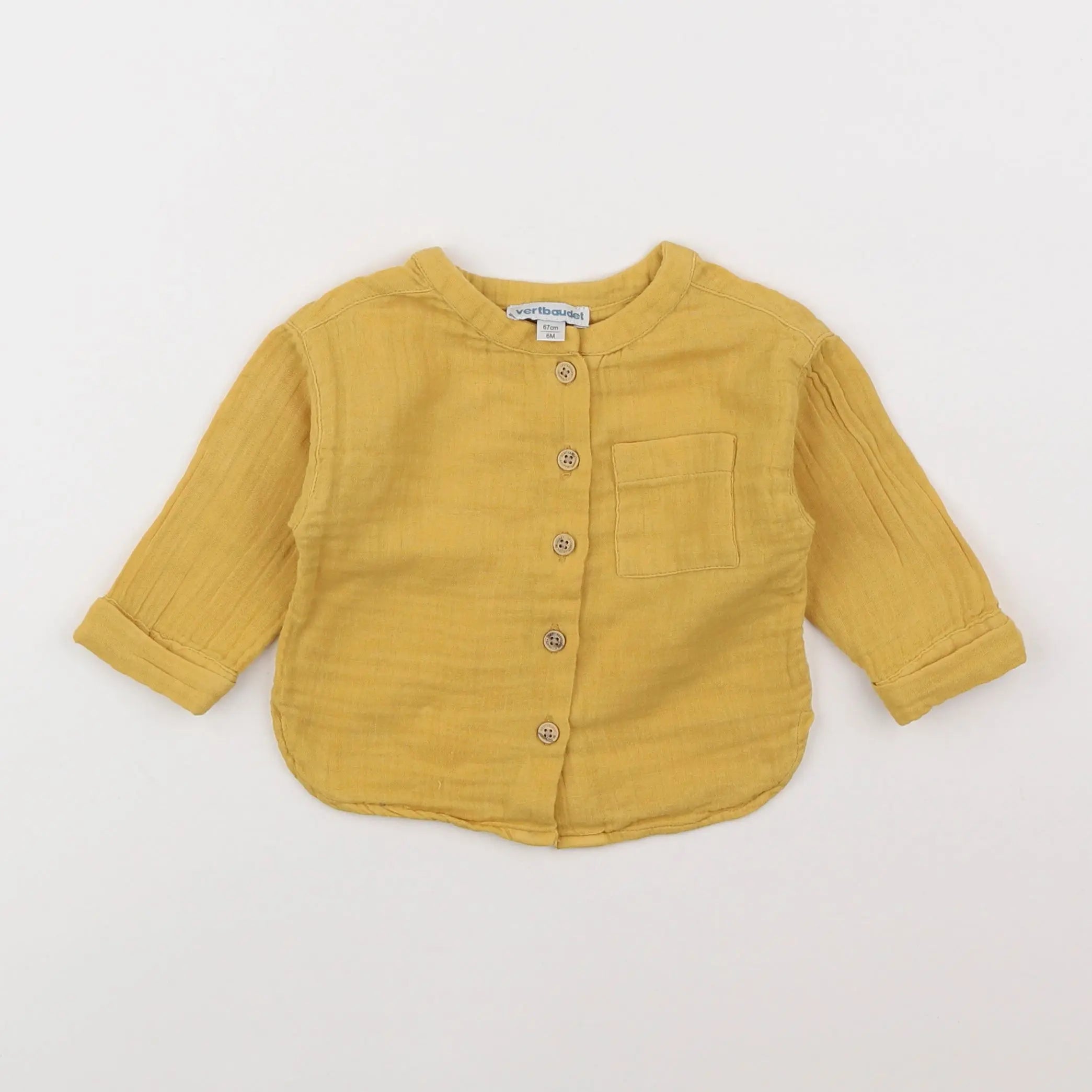 Vertbaudet - chemise jaune - 6 mois