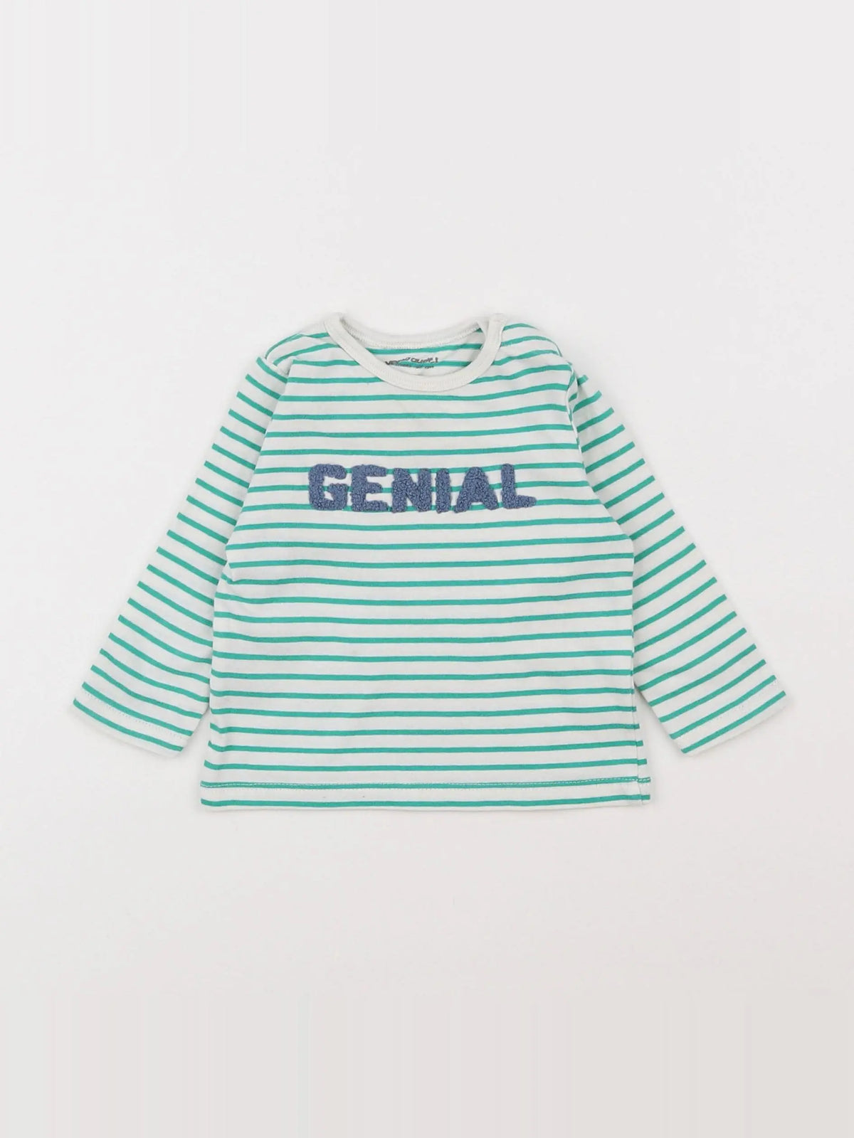 Vertbaudet - tee-shirt blanc, vert - 6 mois