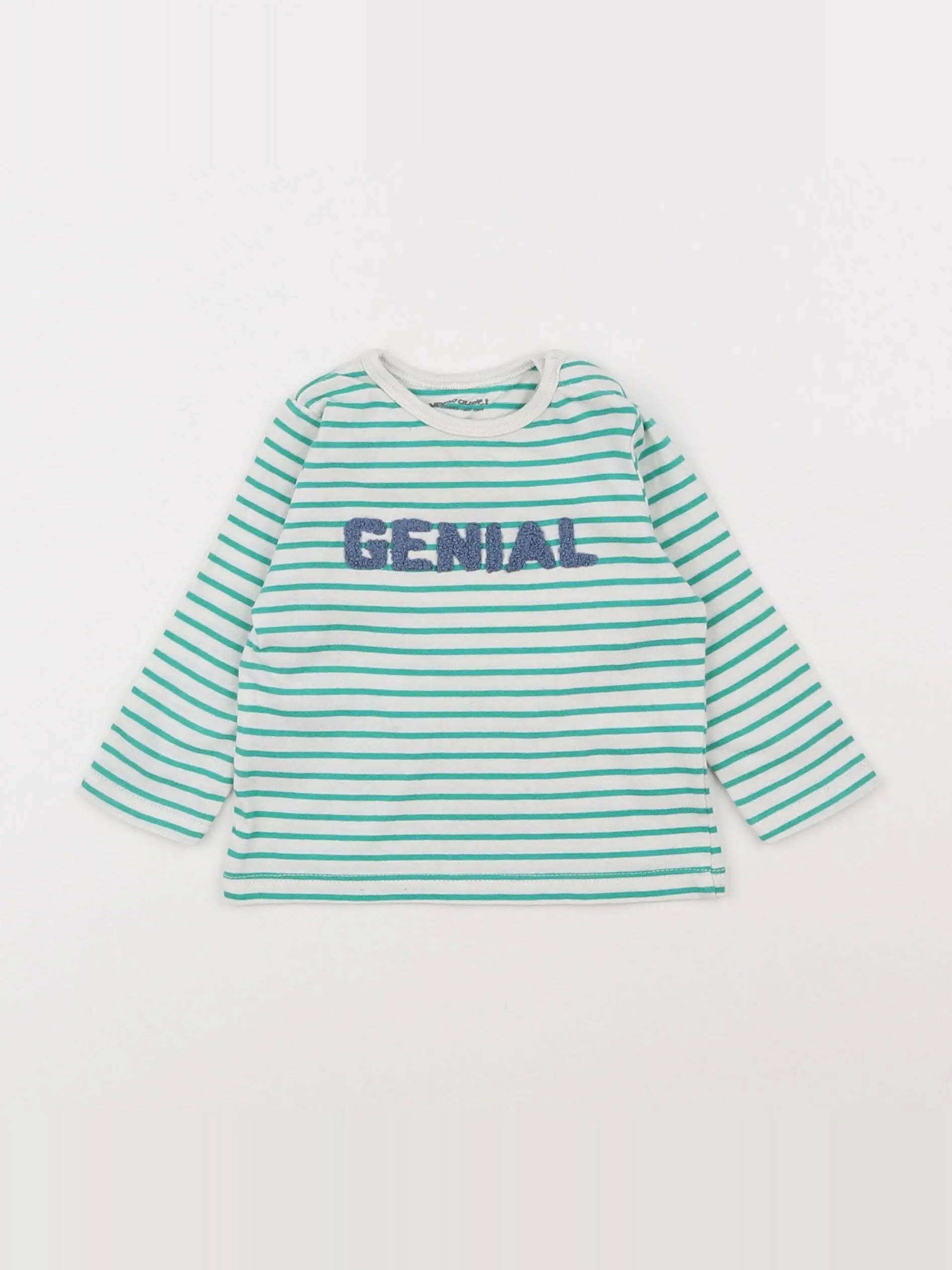 Vertbaudet - tee-shirt blanc, vert - 6 mois