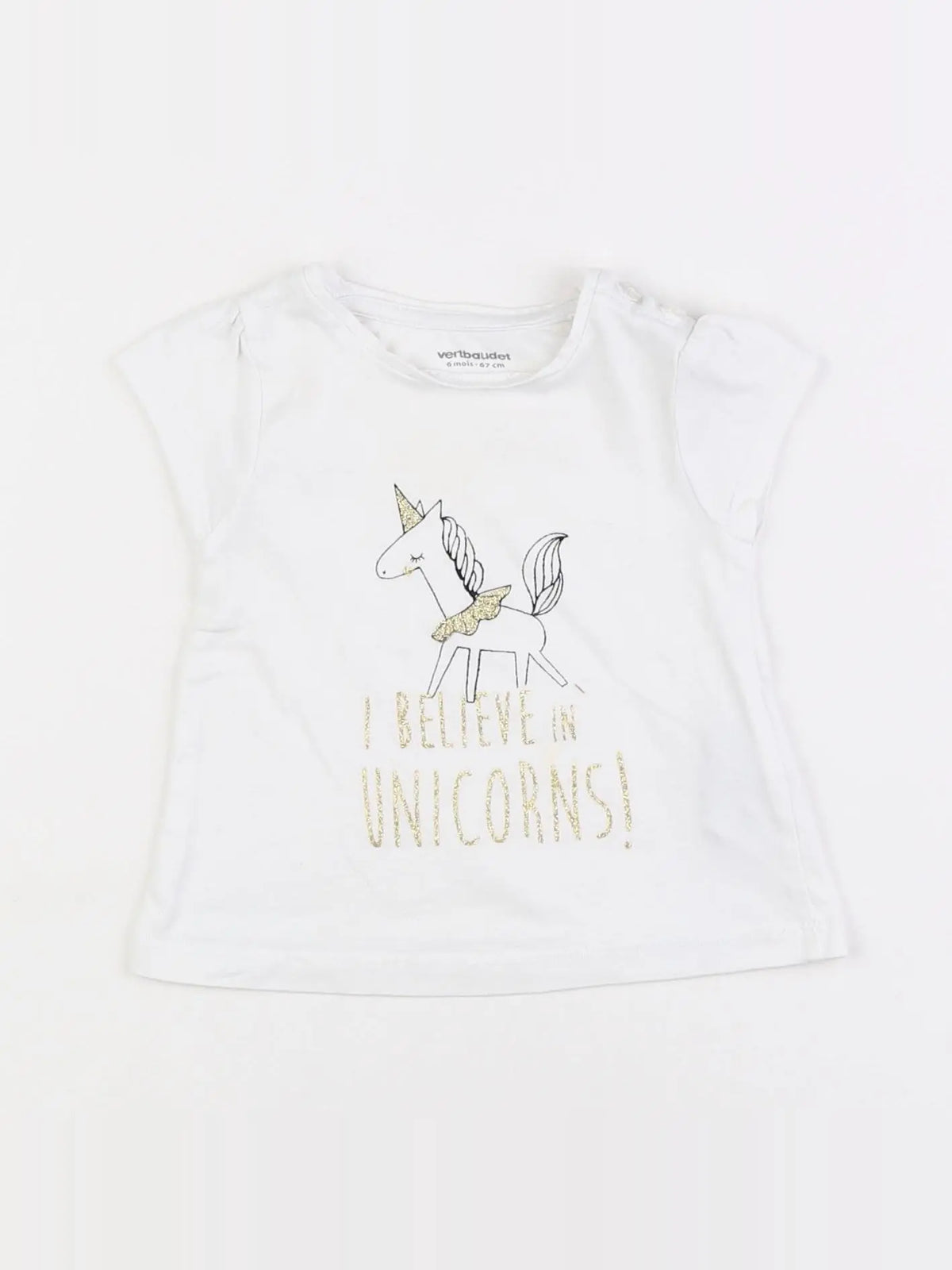 Vertbaudet - tee-shirt blanc - 6 mois