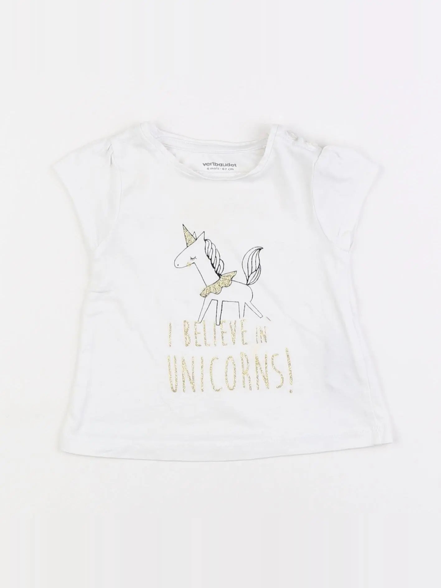 Vertbaudet - tee-shirt blanc - 6 mois