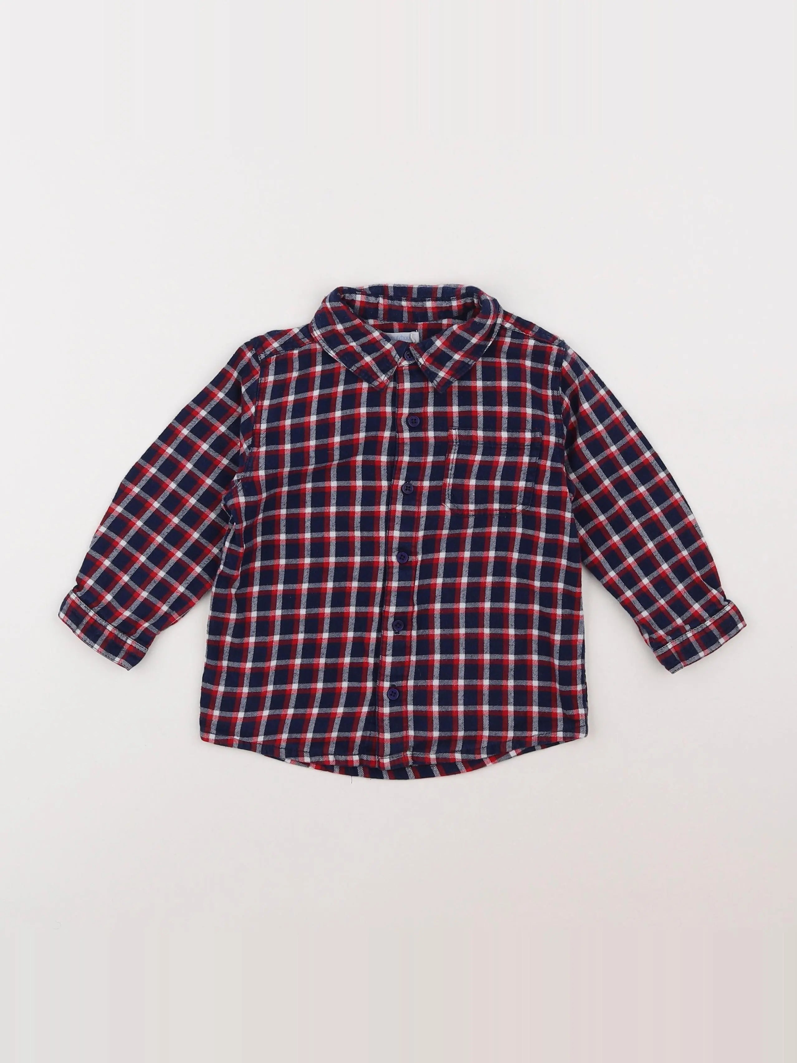 Boutchou - chemise bleu, rouge - 2 ans