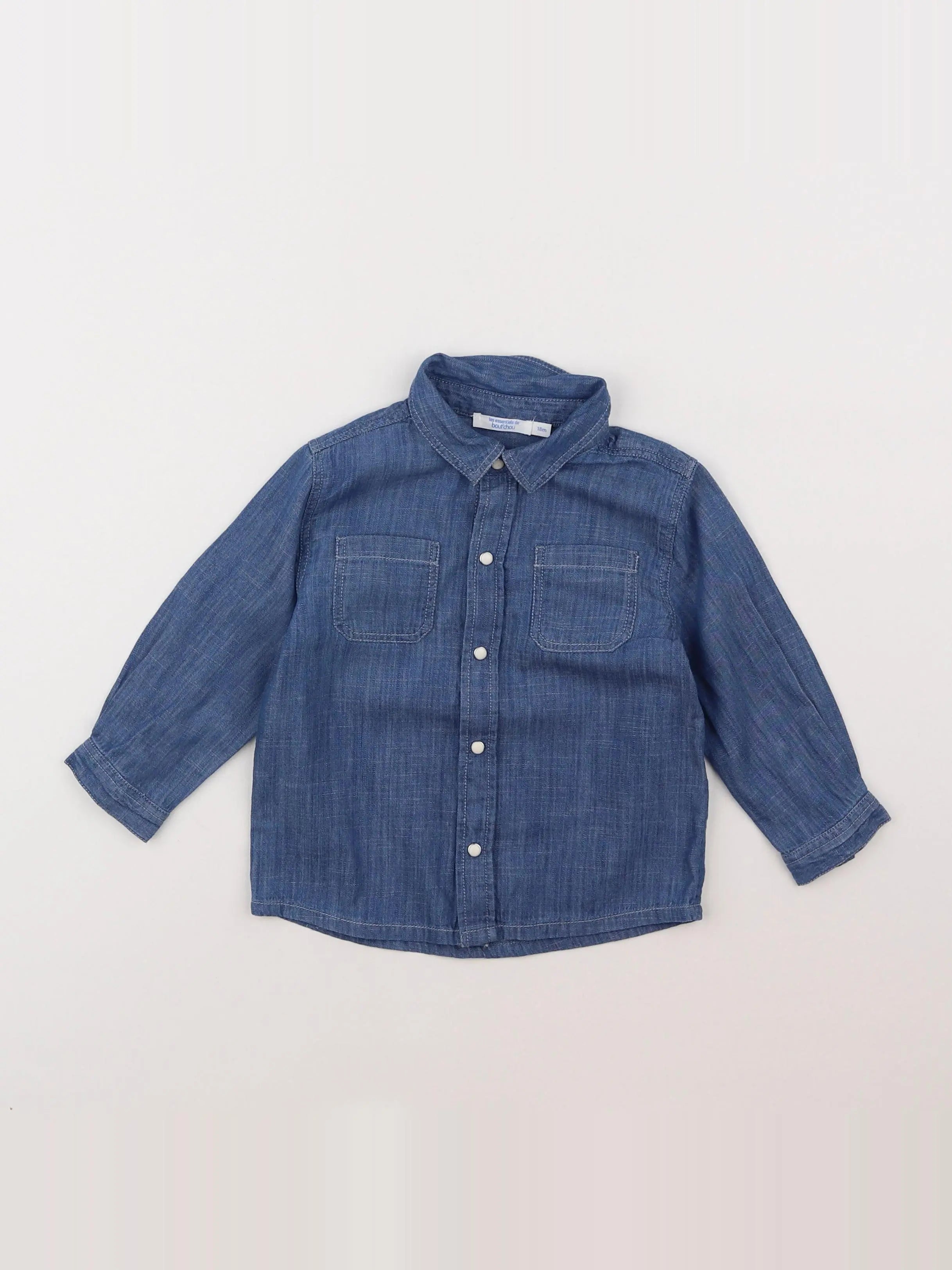 Boutchou - chemise bleu - 18 mois
