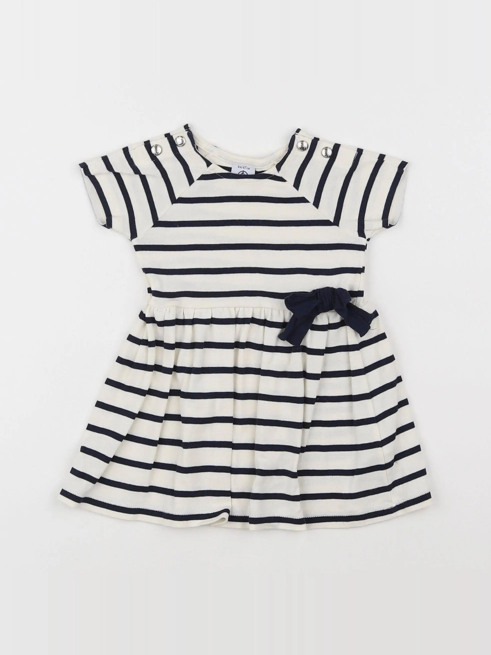 Petit Bateau - robe beige, bleu - 6 mois