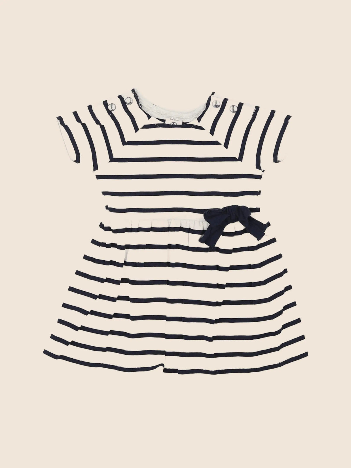 Petit Bateau - robe beige, bleu - 6 mois