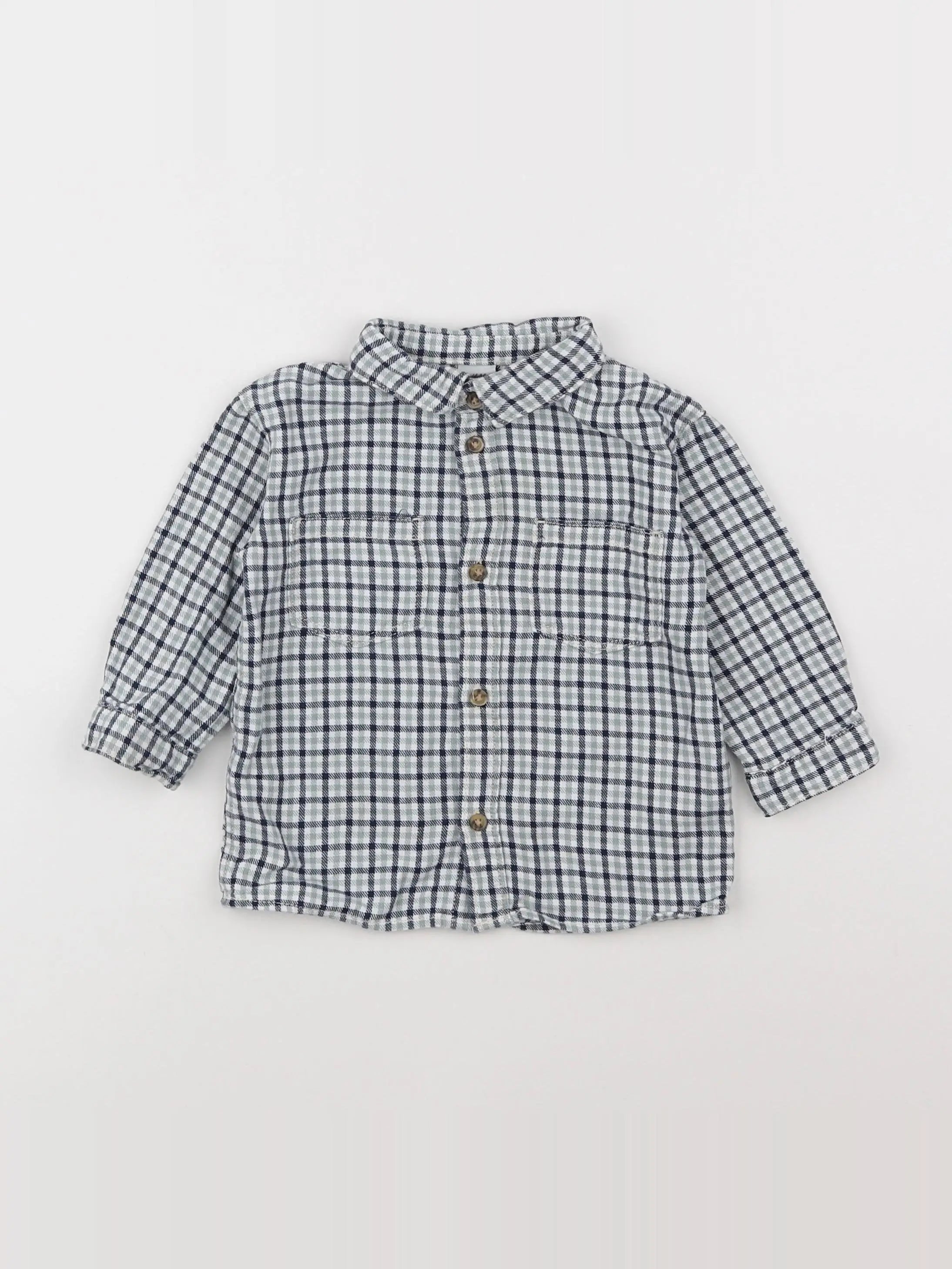 H&M - chemise beige, vert - 6/9 mois