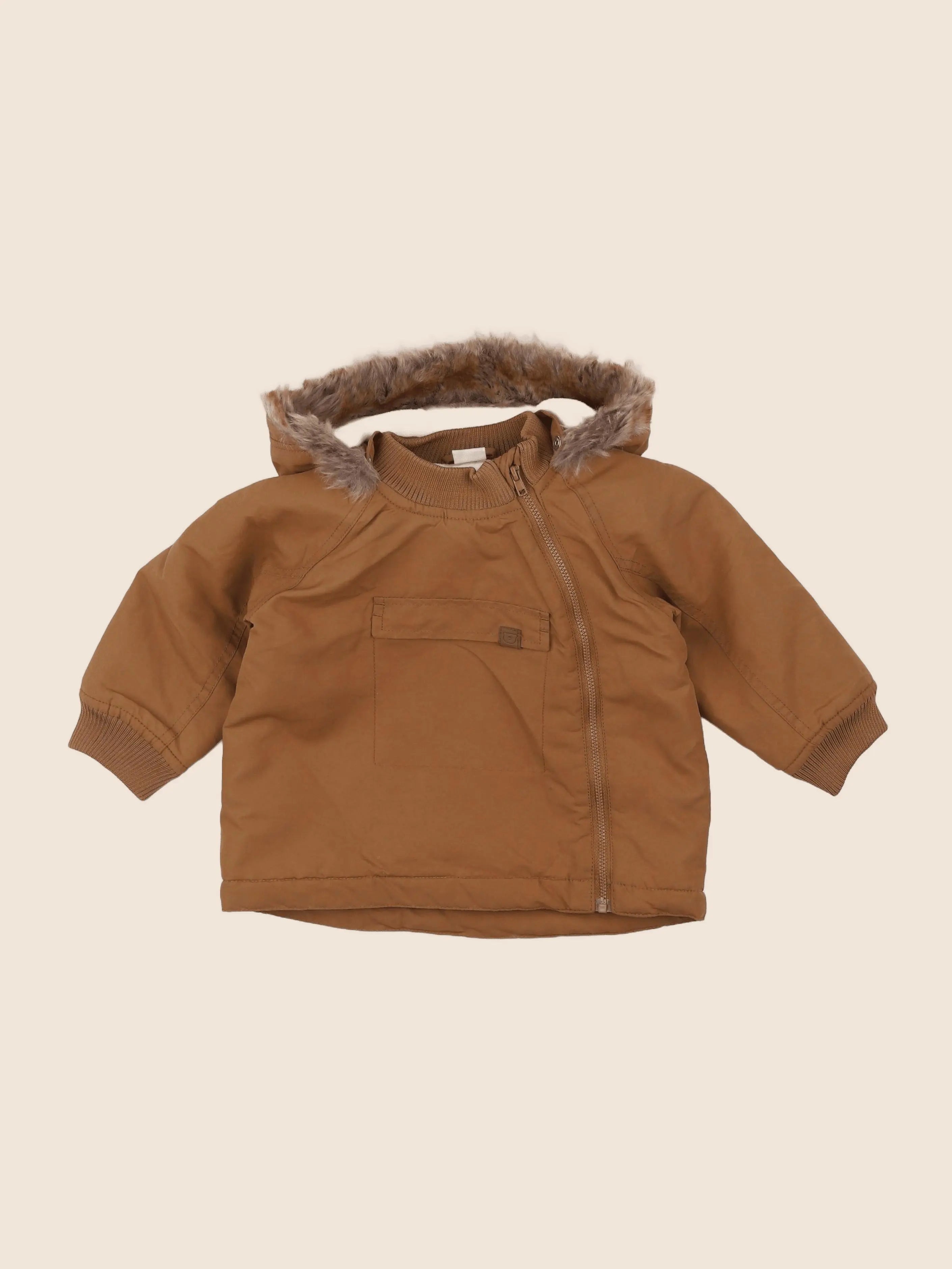 H&M - veste doublé marron - 9/12 mois