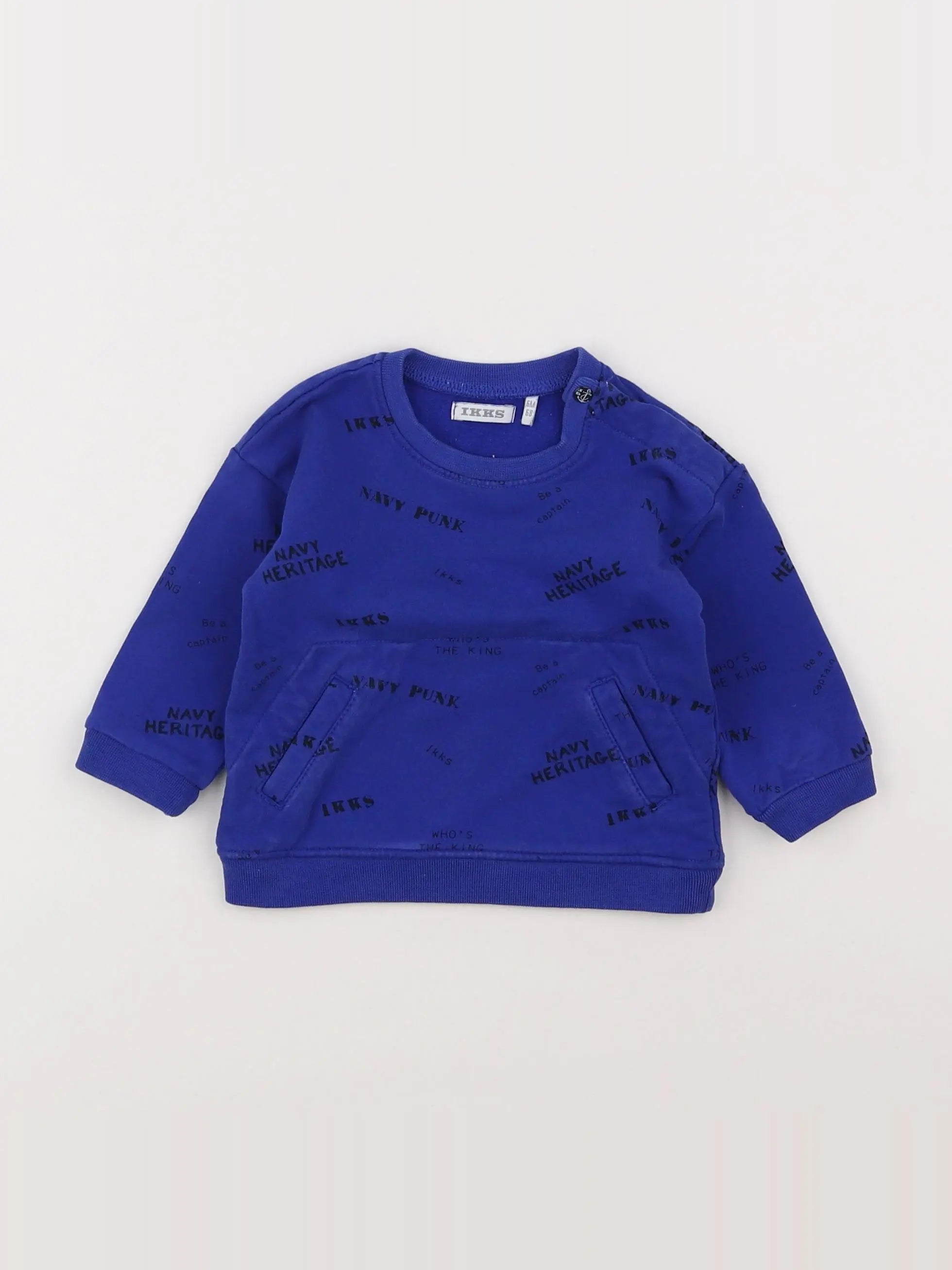 IKKS - sweat bleu - 6 mois