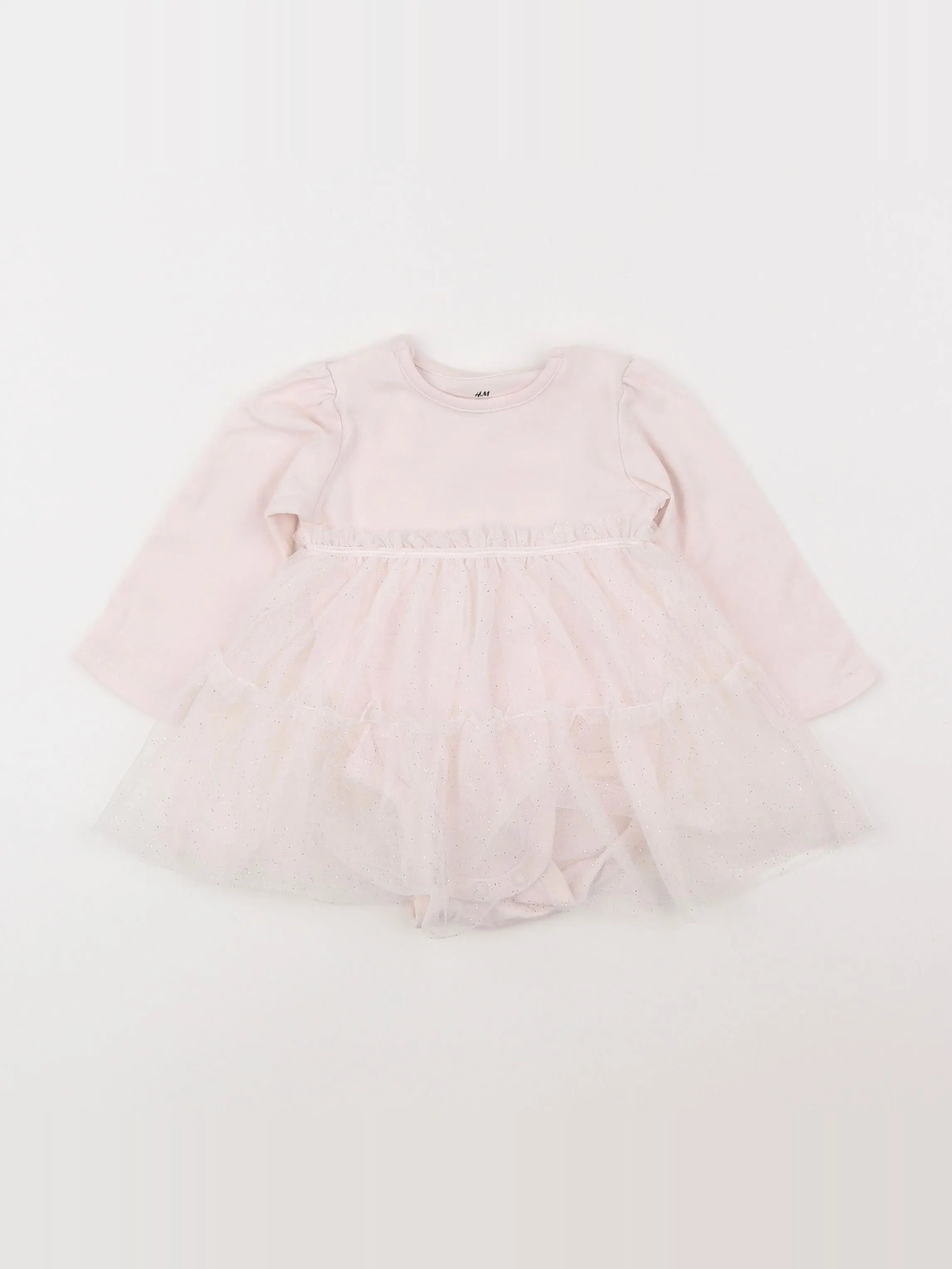 H&M - robe blanc, or - 4/6 mois