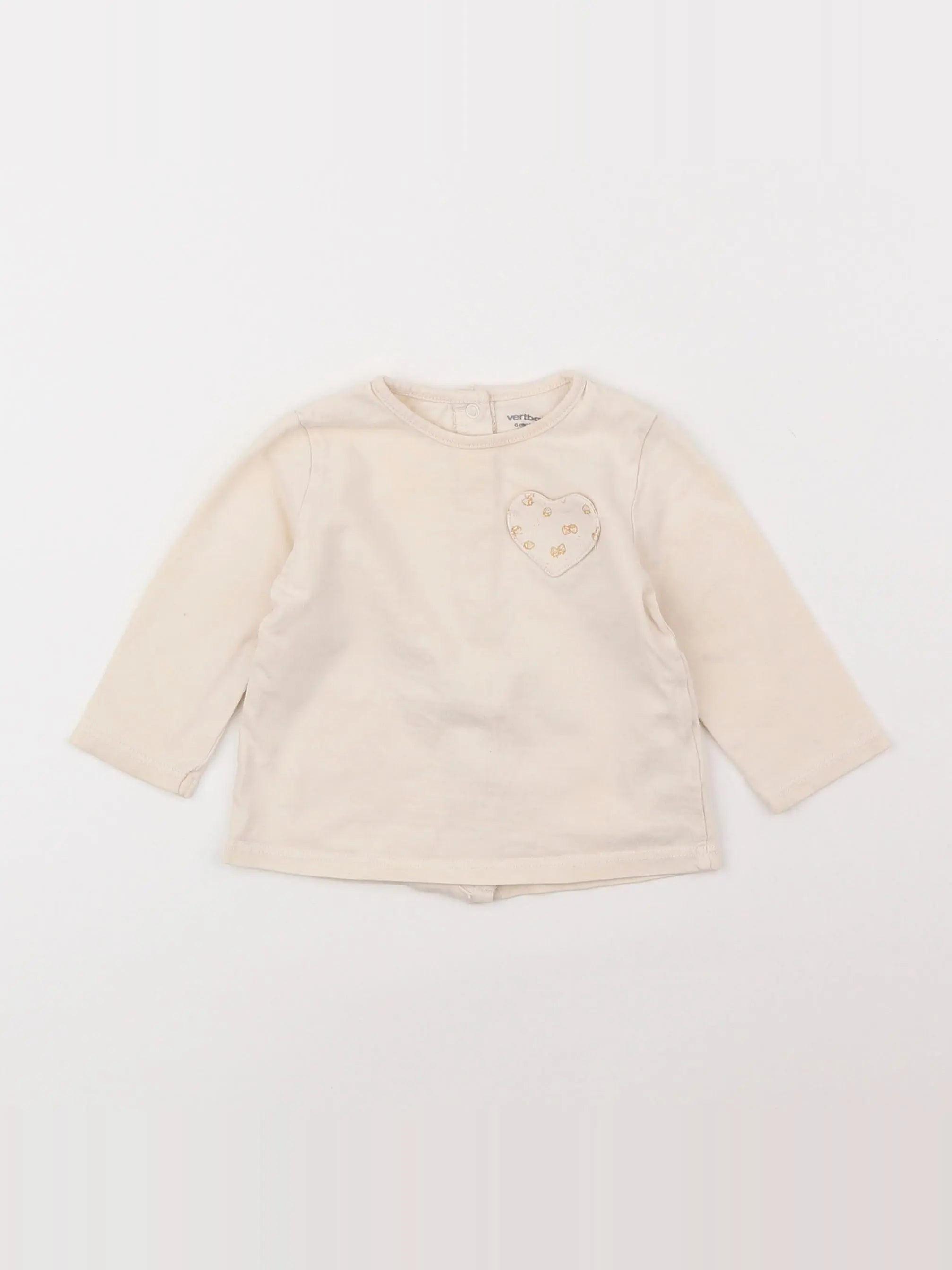 Vertbaudet - tee-shirt beige - 6 mois