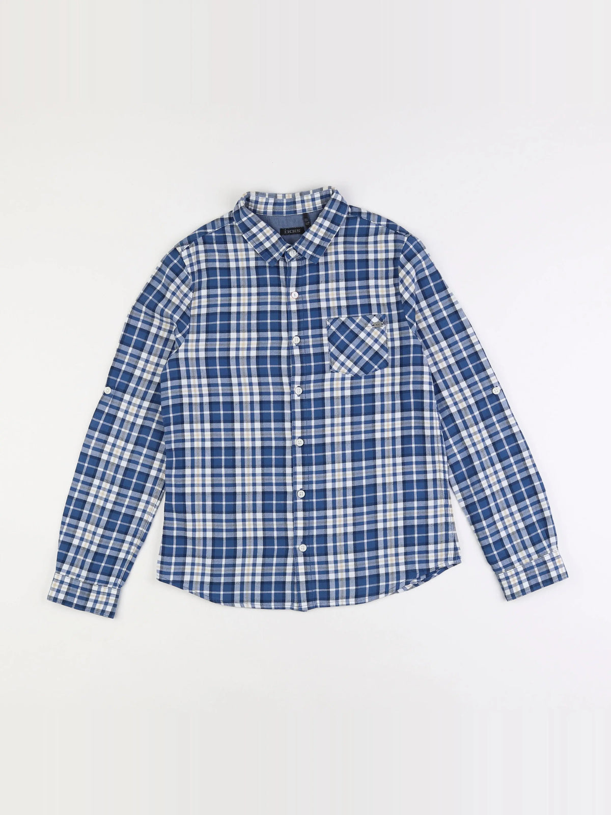 IKKS - chemise bleu, beige - 10 ans