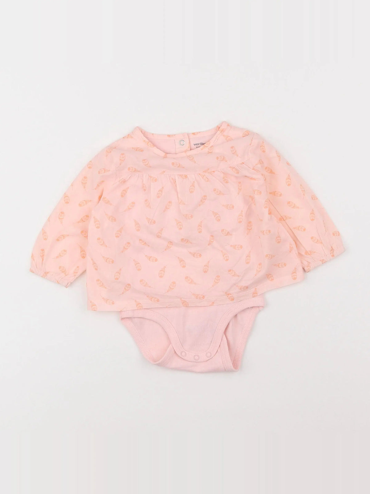Vertbaudet - body blouse rose - 6 mois