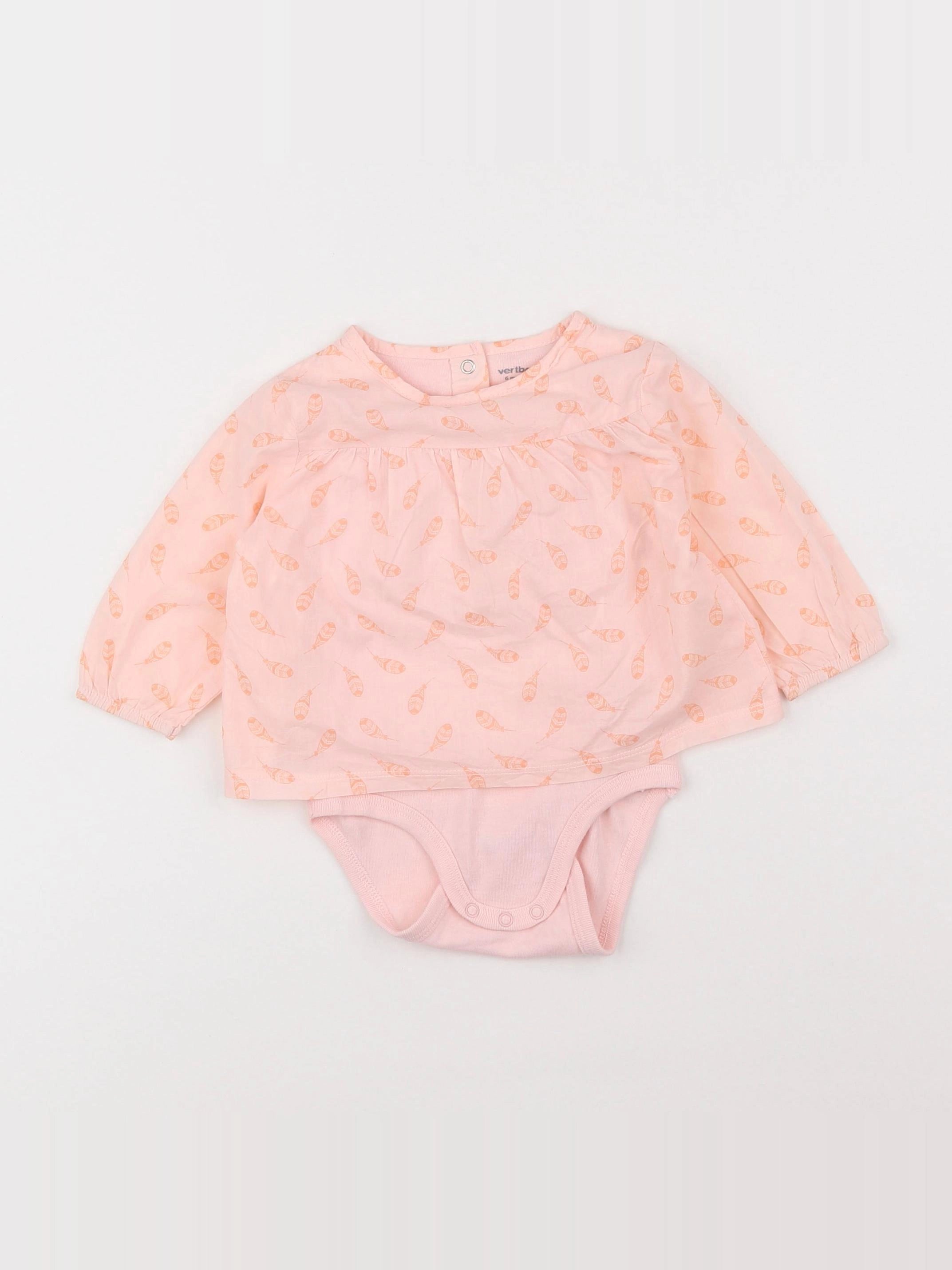 Vertbaudet - body blouse rose - 6 mois