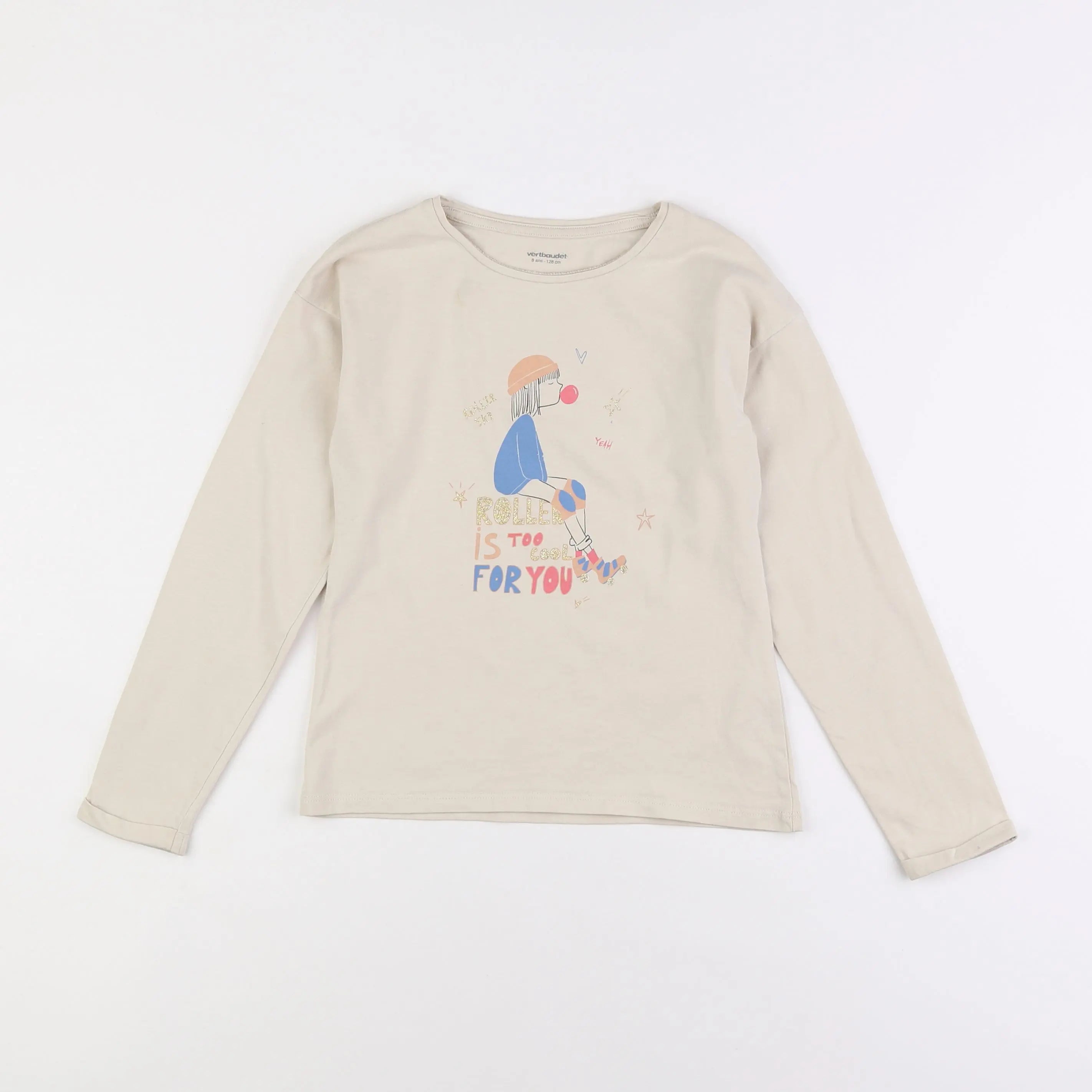Vertbaudet - tee-shirt marron - 8 ans