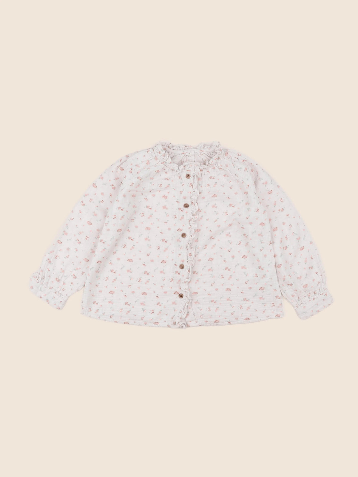 Vertbaudet - blouse beige, rose - 6 ans