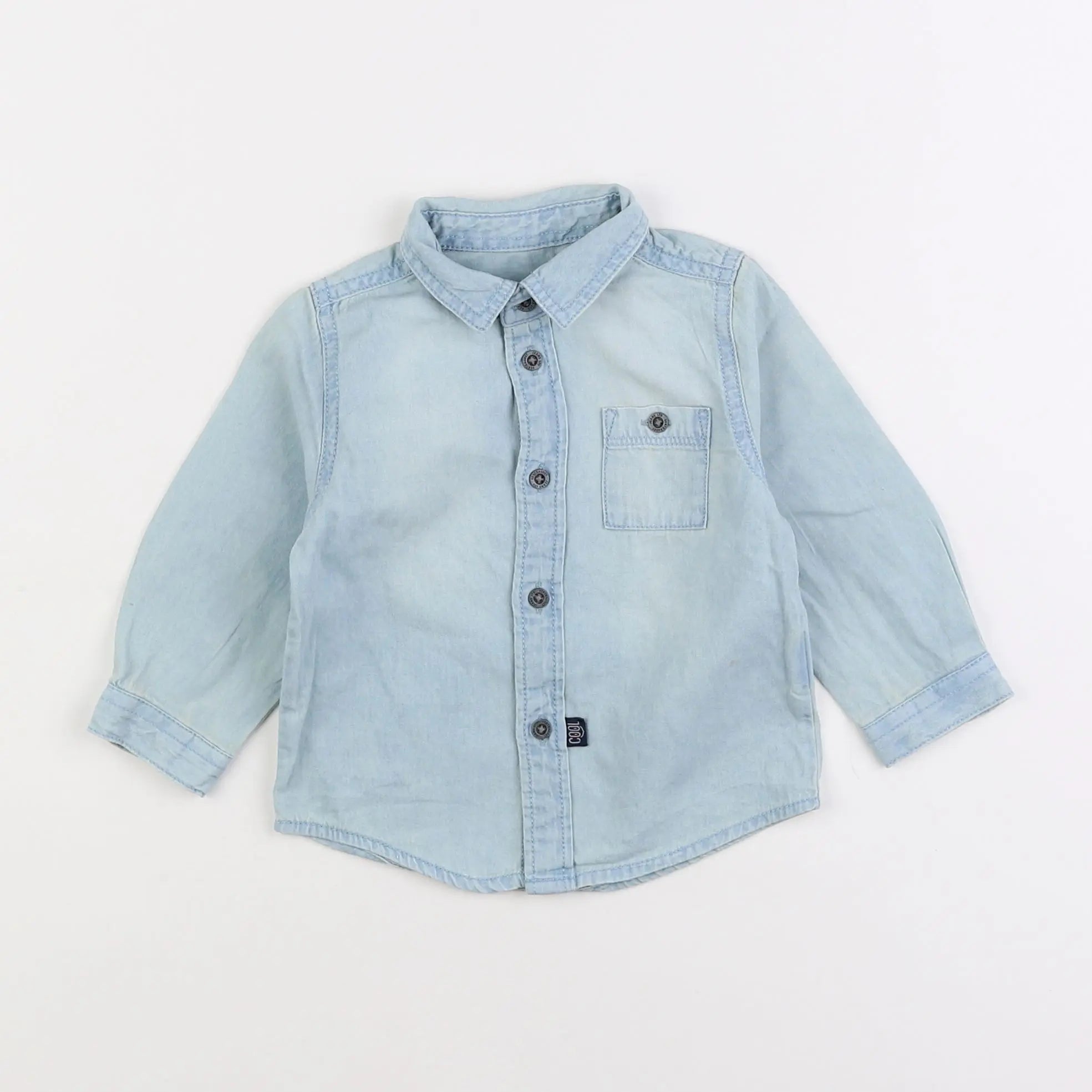 Vertbaudet - chemise bleu - 12 mois