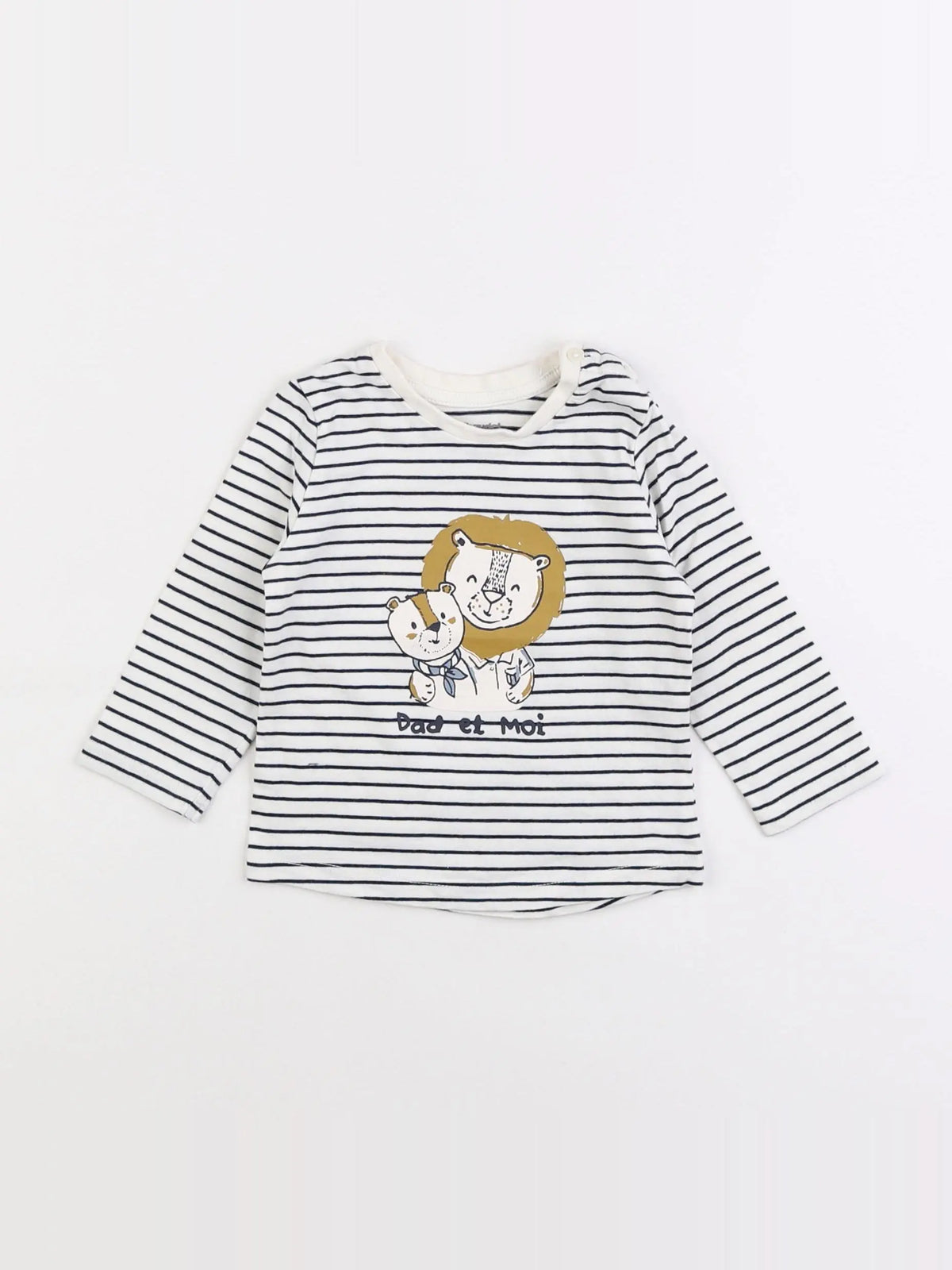 Vertbaudet - tee-shirt blanc, bleu - 6 mois