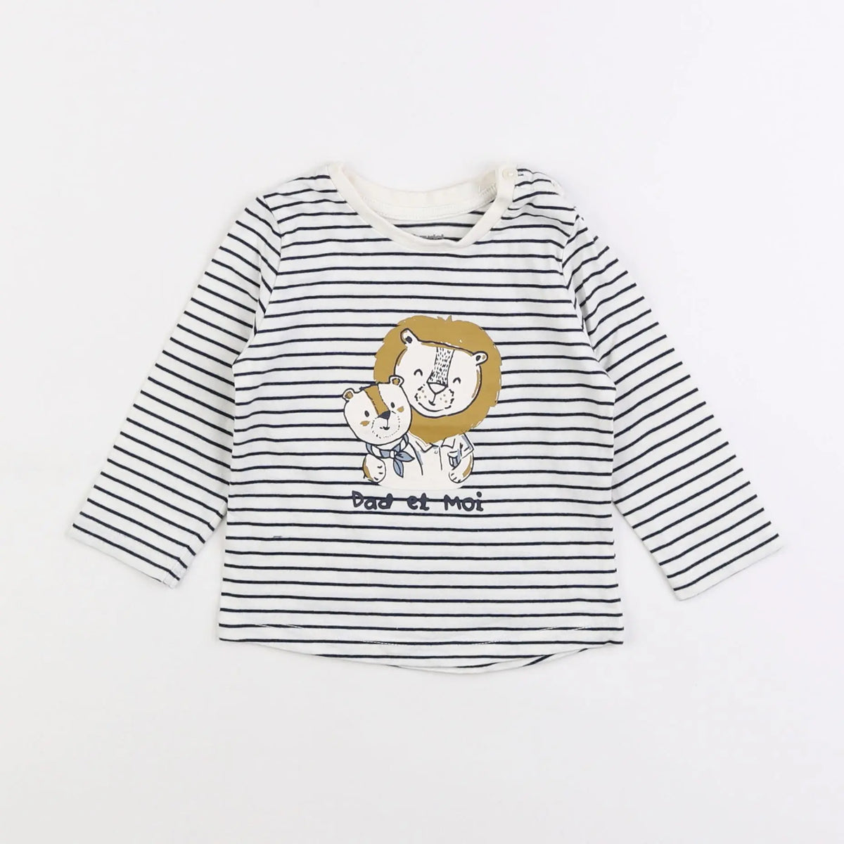 Vertbaudet - tee-shirt blanc, bleu - 6 mois