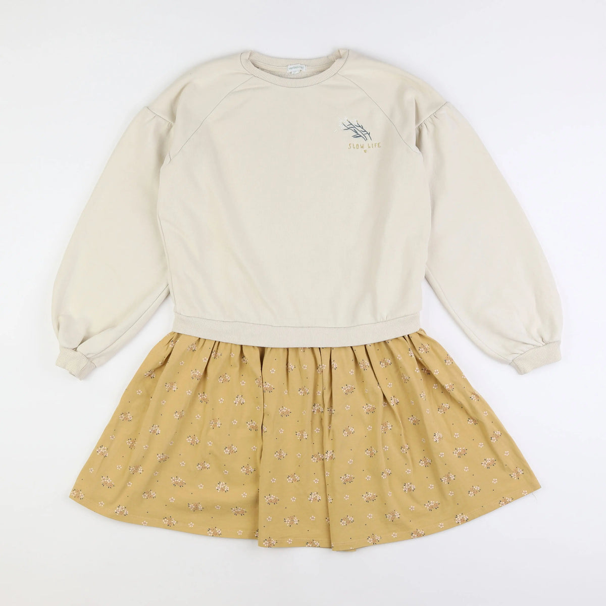 Vertbaudet - robe beige, jaune - 12 ans