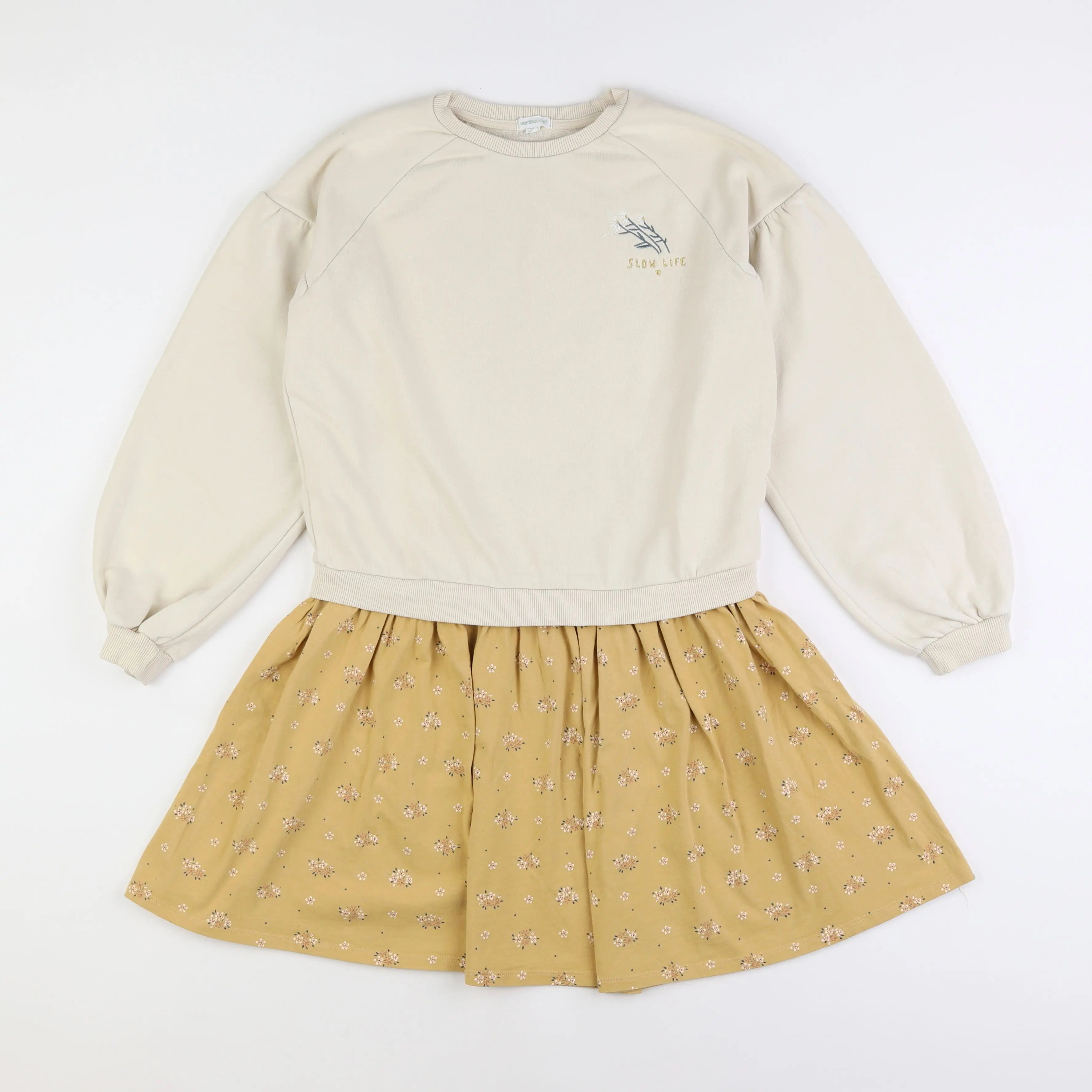 Vertbaudet - robe beige, jaune - 12 ans