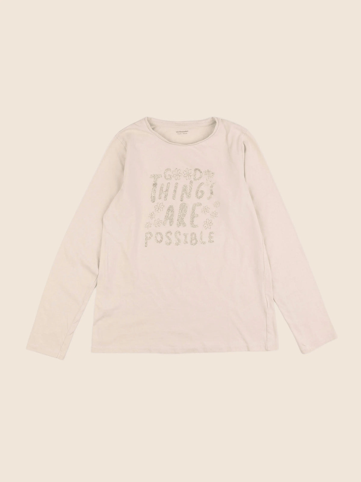 Vertbaudet - tee-shirt beige, or - 12 ans