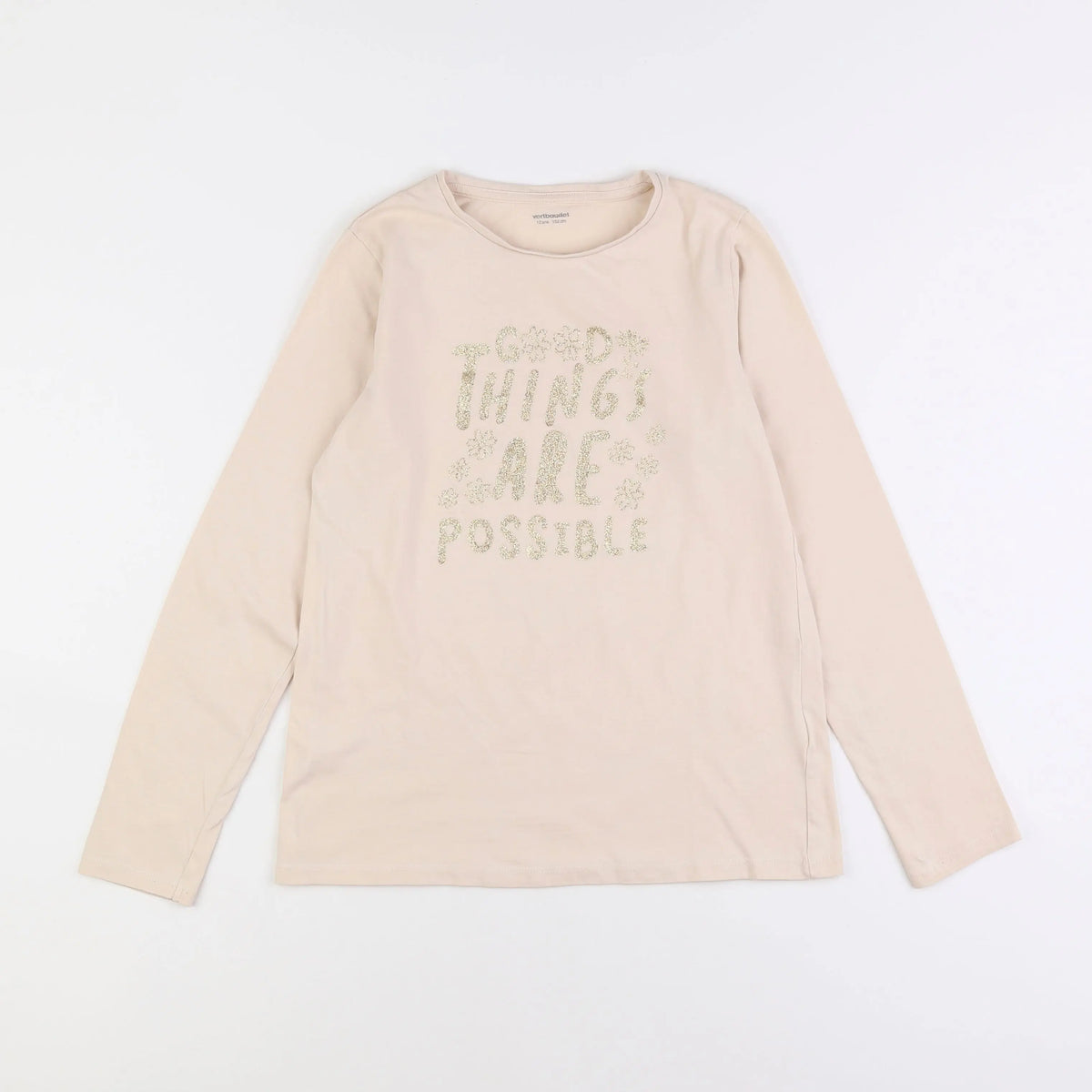 Vertbaudet - tee-shirt beige, or - 12 ans