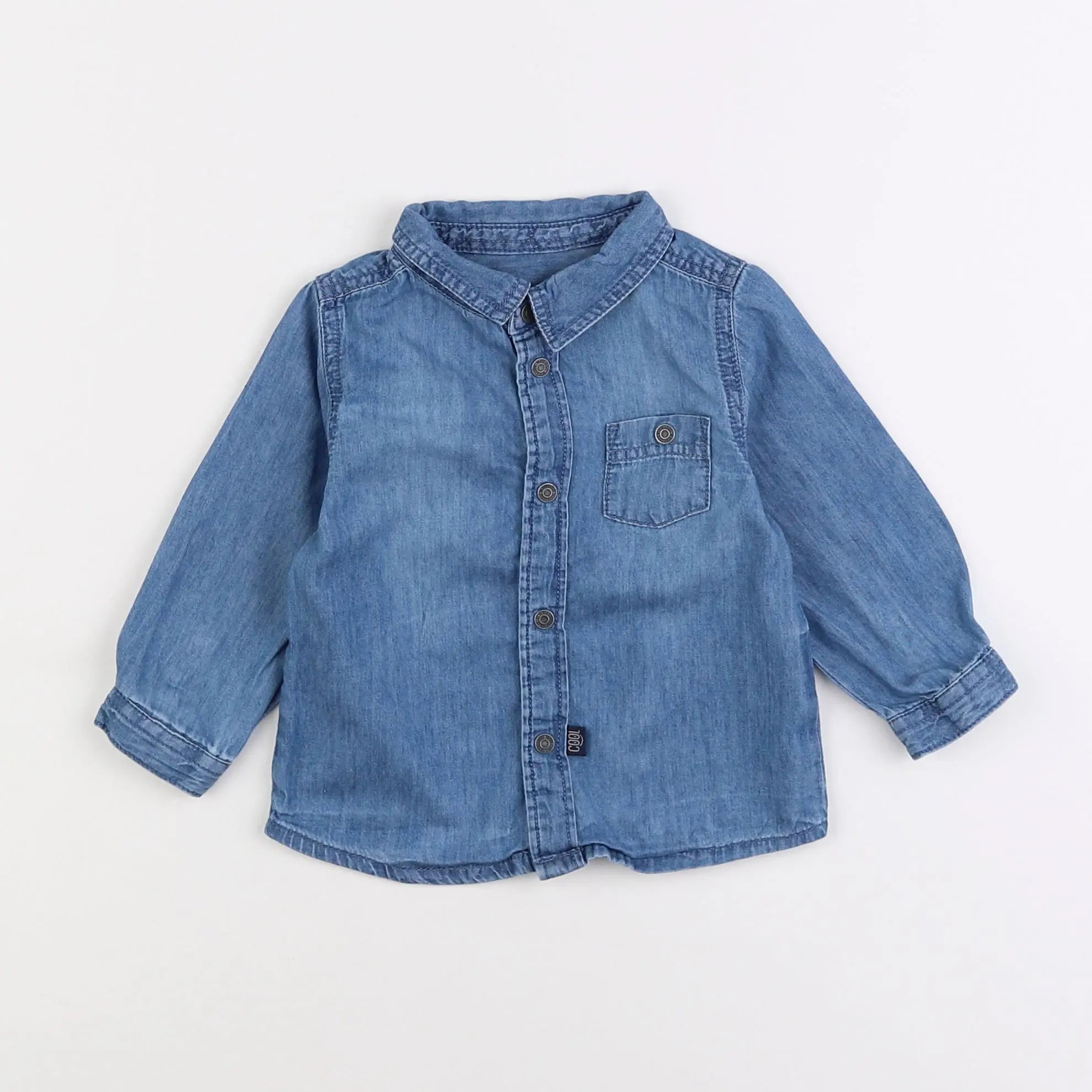 Vertbaudet - chemise bleu - 12 mois