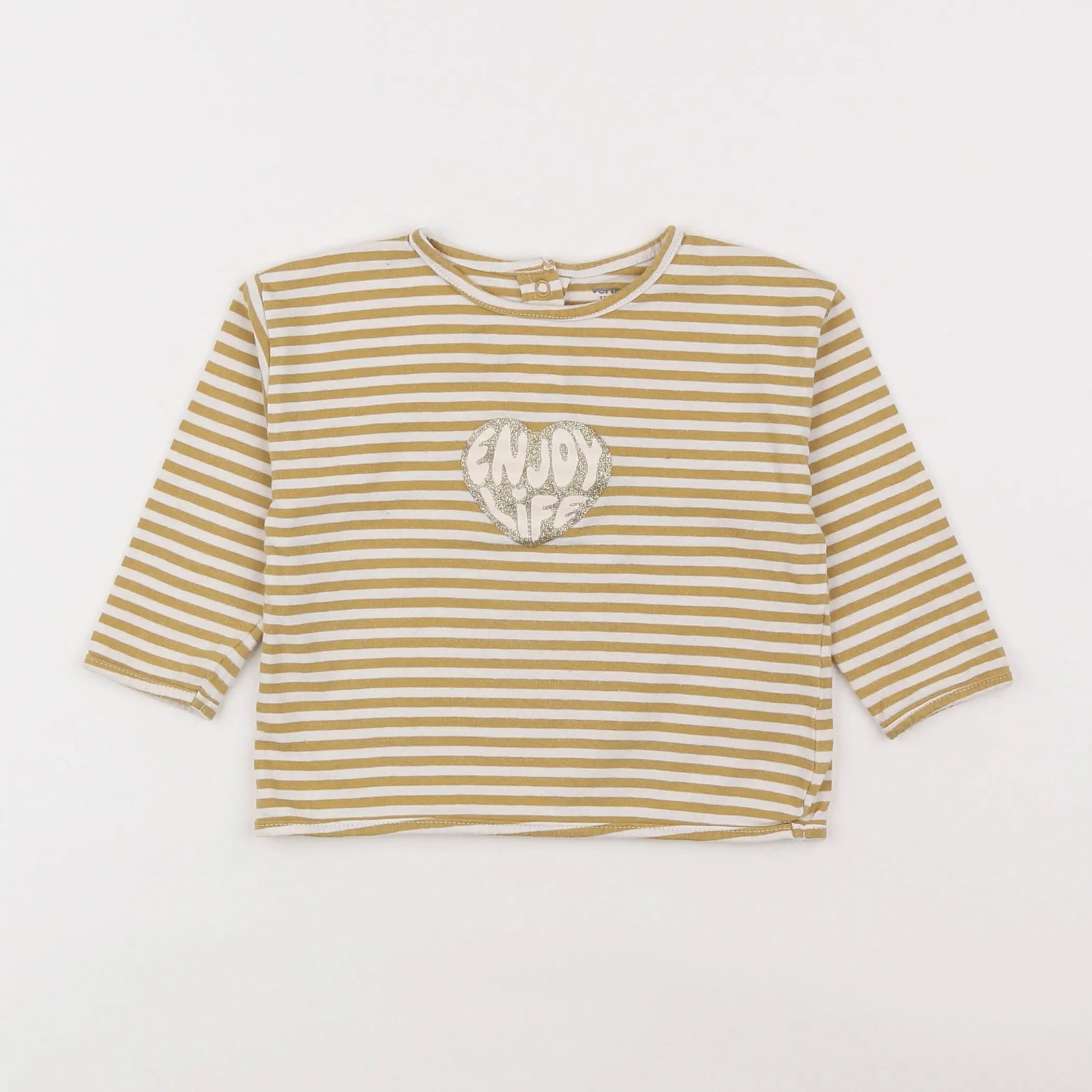 Vertbaudet - tee-shirt jaune, blanc - 12 mois