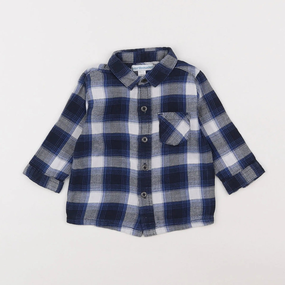 Vertbaudet - chemise bleu, blanc - 3 mois
