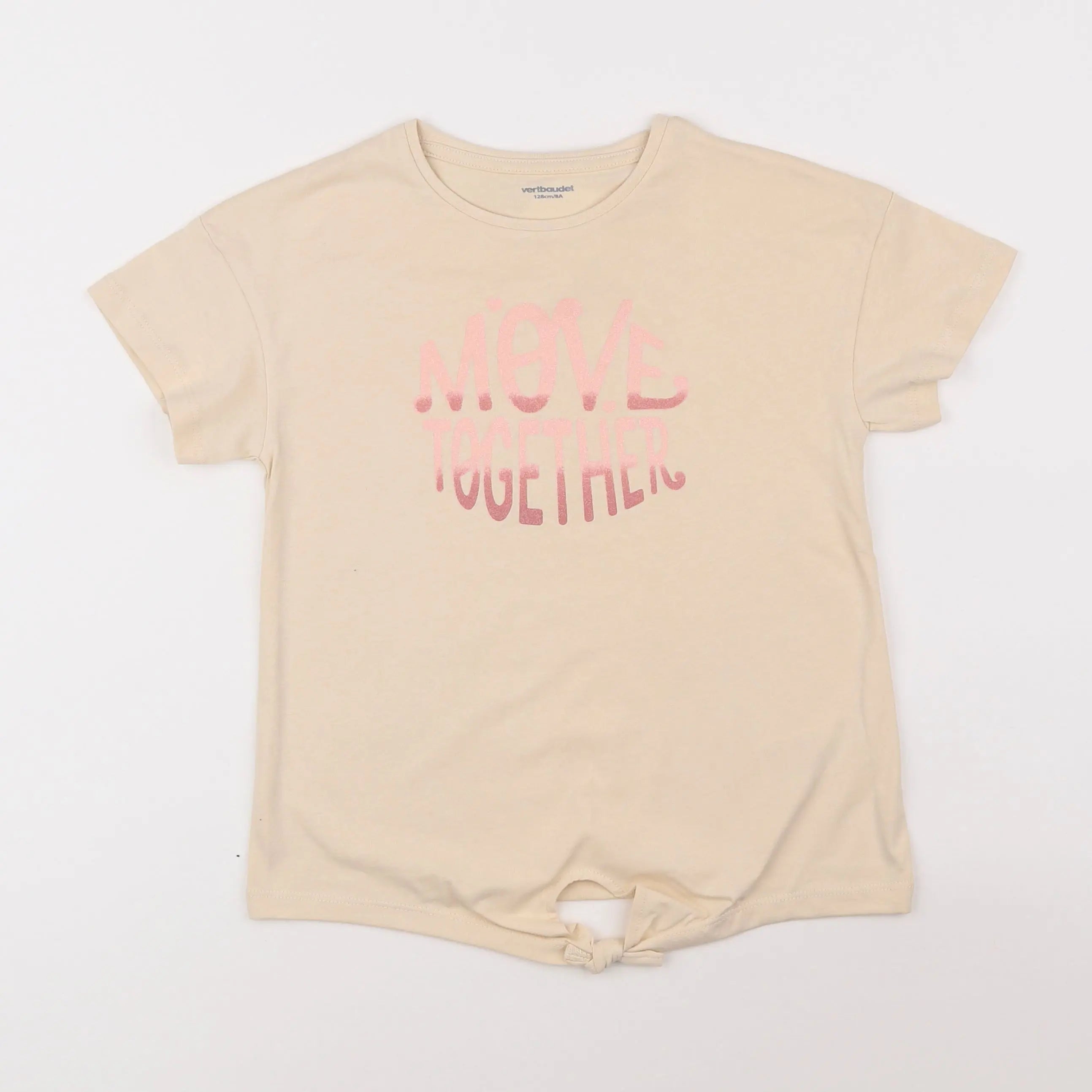 Vertbaudet - tee-shirt beige - 8 ans